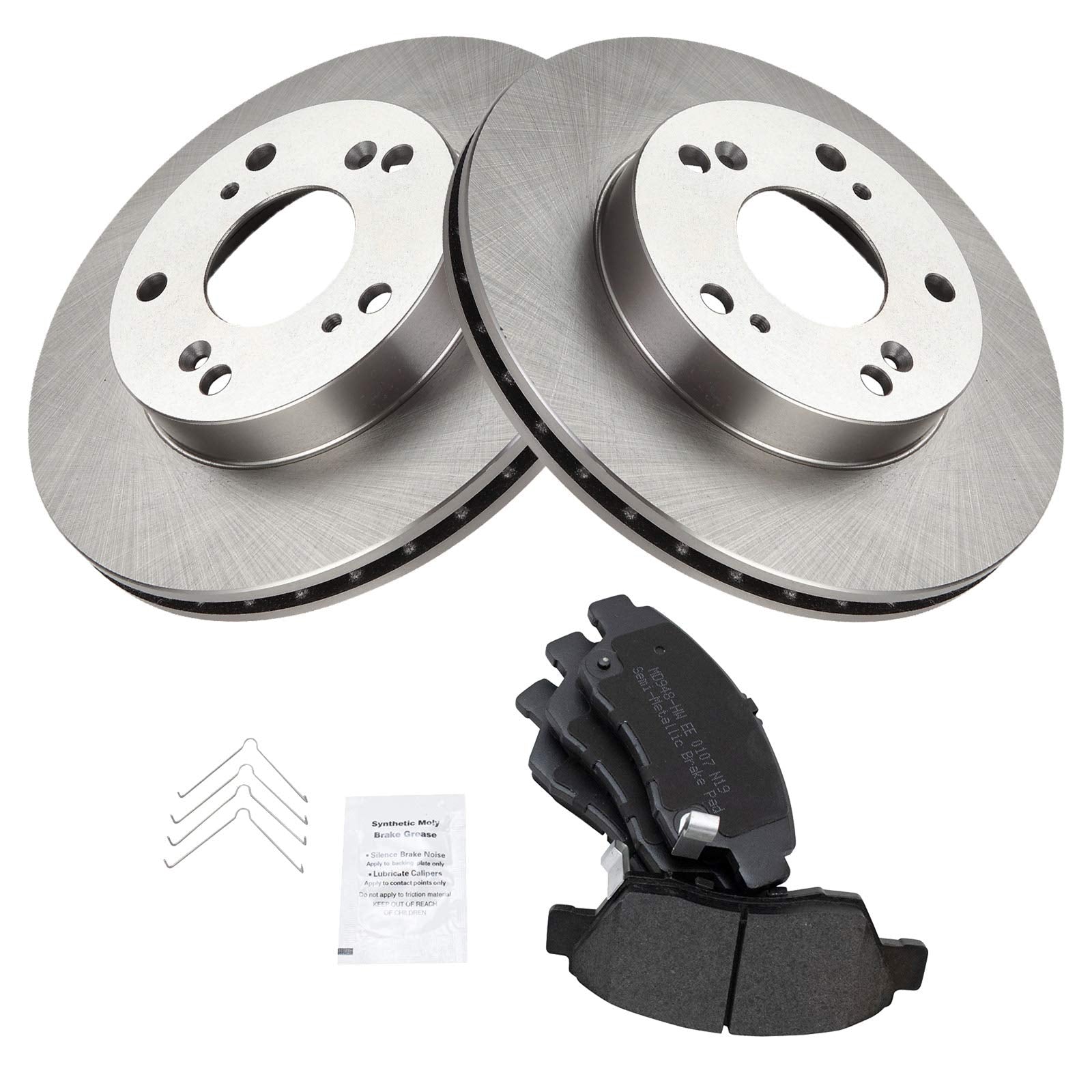 Trq Front Brake Pad & Rotor Kit Brake Pads Brake Rotor Semi-Metallic Compatible With 2002-2006 Acura Rsx 2006-2011 Honda Civic 2