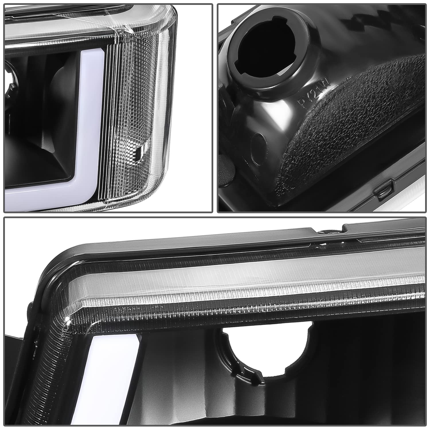 Dna Motoring Hl-Lb5-Csil03-Bk-Cl1 Pair Of Led Drl Headlights W/Parking Turn Signal Compatible With 03-06 Avalanche 1500 2500 / S