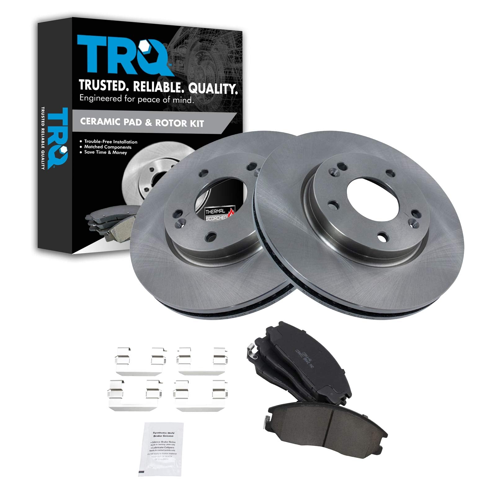 Trq Front Brake Pad & Rotor Kit Brake Pads Brake Rotor Ceramic Compatible With 2001-2005 Hyundai Santa Fe