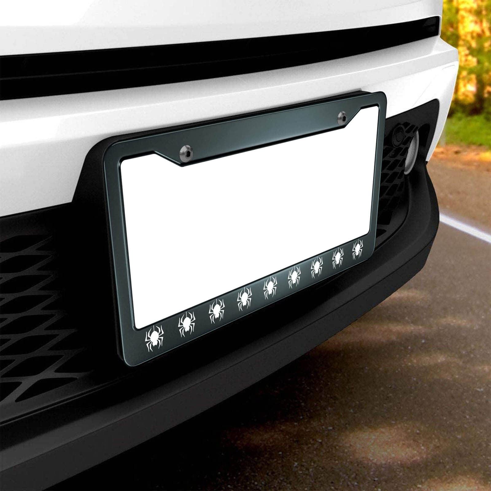 Hosnye Halloween Spider License Plate Frame Metal License Plate Cover Front Plates Frames Car Tag Frame For Women Men Us Vehicle