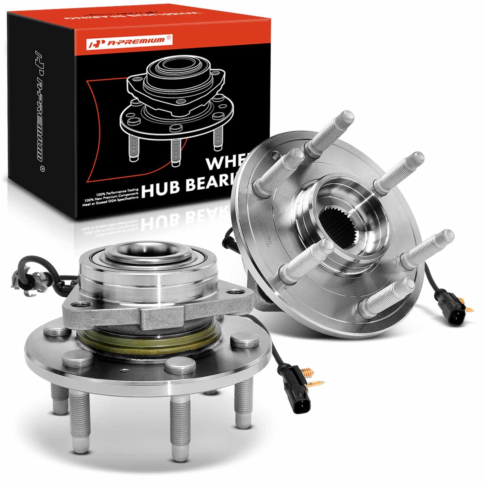 A-Premium 2 X Front Wheel Bearing And Hub Assembly For Chevy Gmc Cadillac - Silverado 1500, Sierra 1500, Suburban, Yukon, Escalade, Xts, 4Wd Only & With Abs & 6-Lug