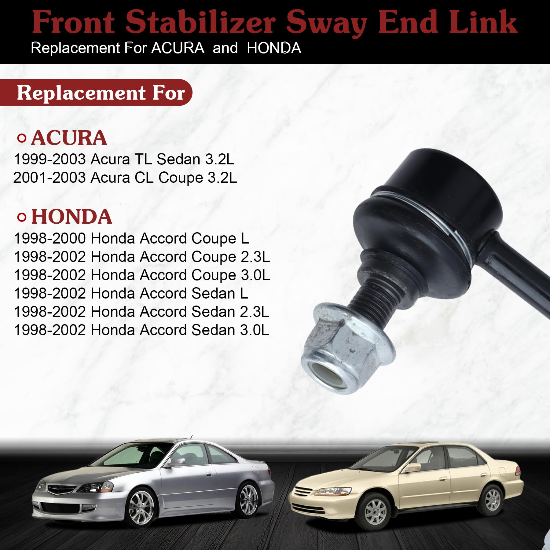 Stiueoav K90340 K90341 Sway Bar Link - Front Stabilizer End Link Compatible With 1998-2002 Accord?1999-2003 Tl?2001-2003 Cl