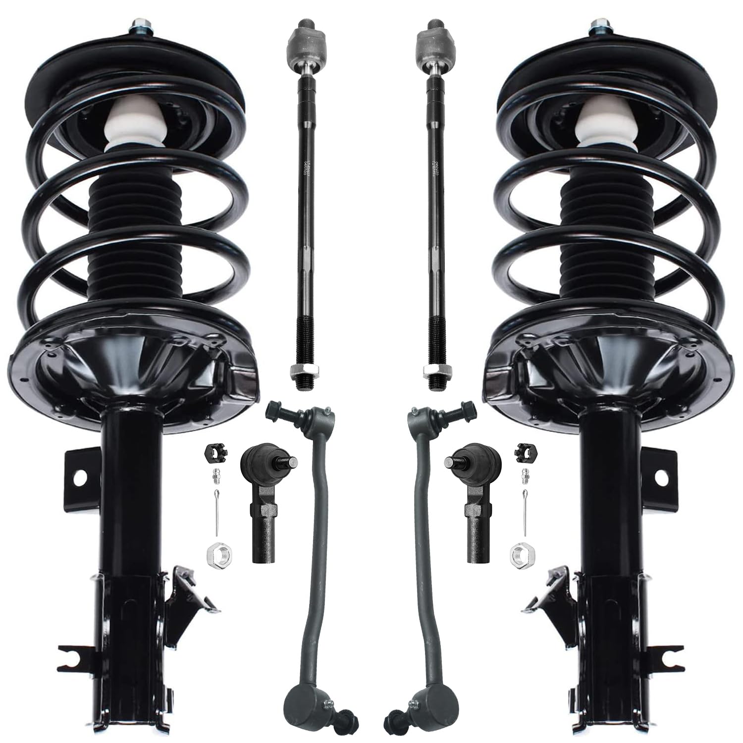 Detroit Axle - Front 8pc Struts Kit for 04-08 Nissan Maxima, 2 Struts & Coil Spring 2 Sway Bar Links 4 Tie Rod Ends 2004 2005 20