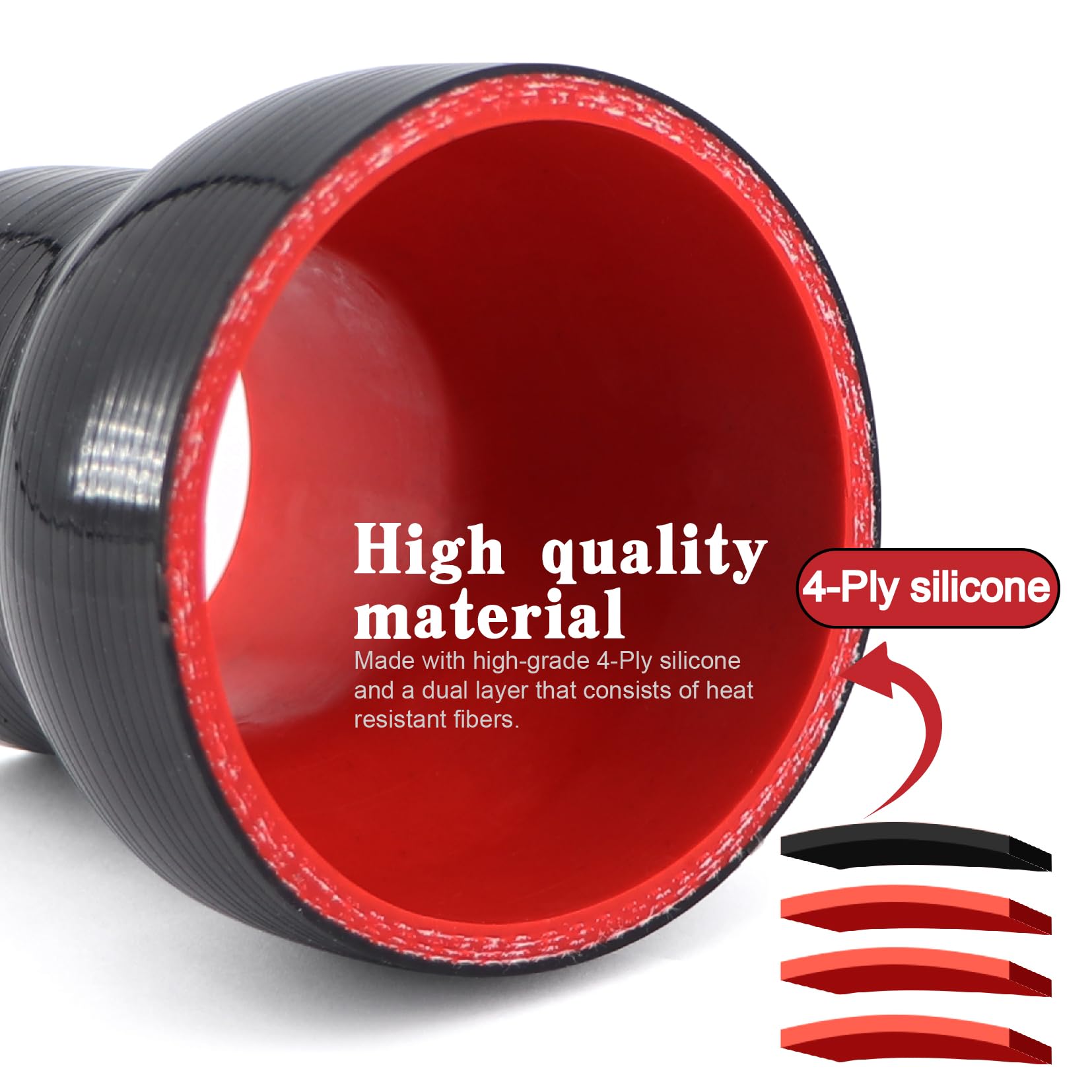 Taukealugs Straight Reducer Coupler Silicone Hose ID 2-inch to 3-inch 4-Ply with Stainless Steel T-Bolt Clamp for Turbo/Intercoo