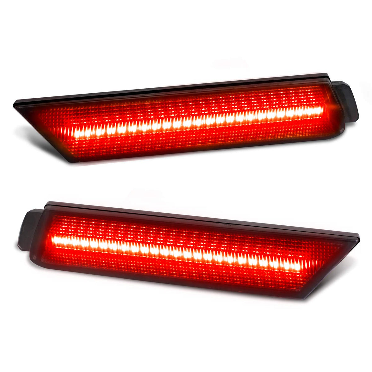 Ruxifey Smoked Lens Led Side Marker Lights Rear Bumper Sidemarker Lamps Reflectors Compatible With 2010 To 2015 Camaro Red- Pack