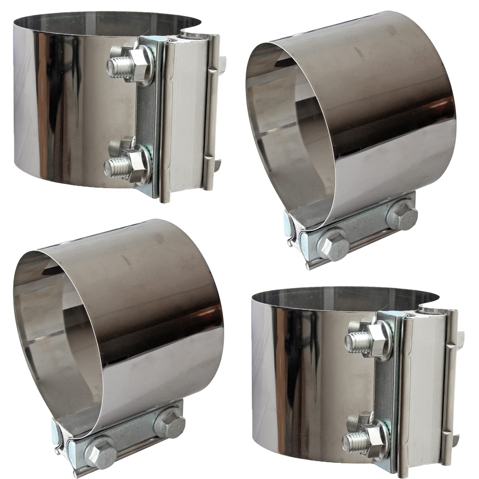 Exhaust Band Clamps 4 Inch Butt Joint Exhaust Pipe Muffler Band Clamp 304 Stainless Steel(4 Pack 4 '' Butt Lap Joint Exhaust Cla