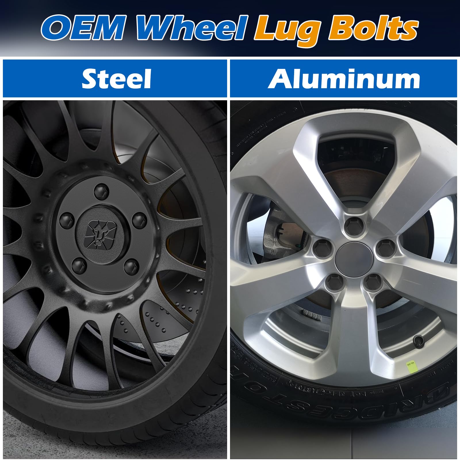 dynofit M12x1.25 OEM/Stock Wheel Lug Bolts 17mm Hex for 2015+ Je/ep Renegade, 2023+ Do-dge Hornet, 20PCS 22mm Shank Wheel Studs,