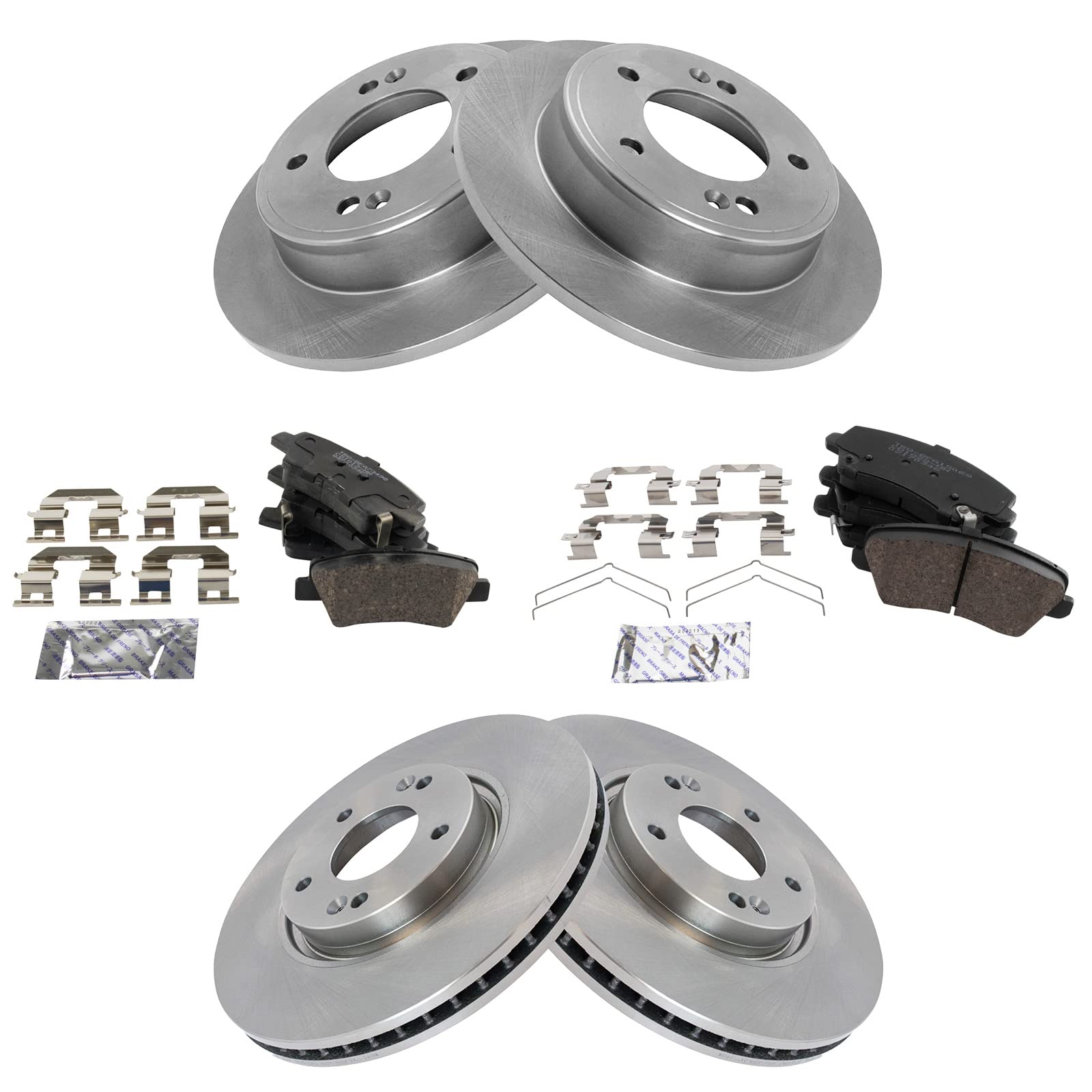 Trq Front And Rear Brake Pad & Rotor Kit Brake Pads Brake Rotor Ceramic Compatible With 2017-2018 Kia Forte5