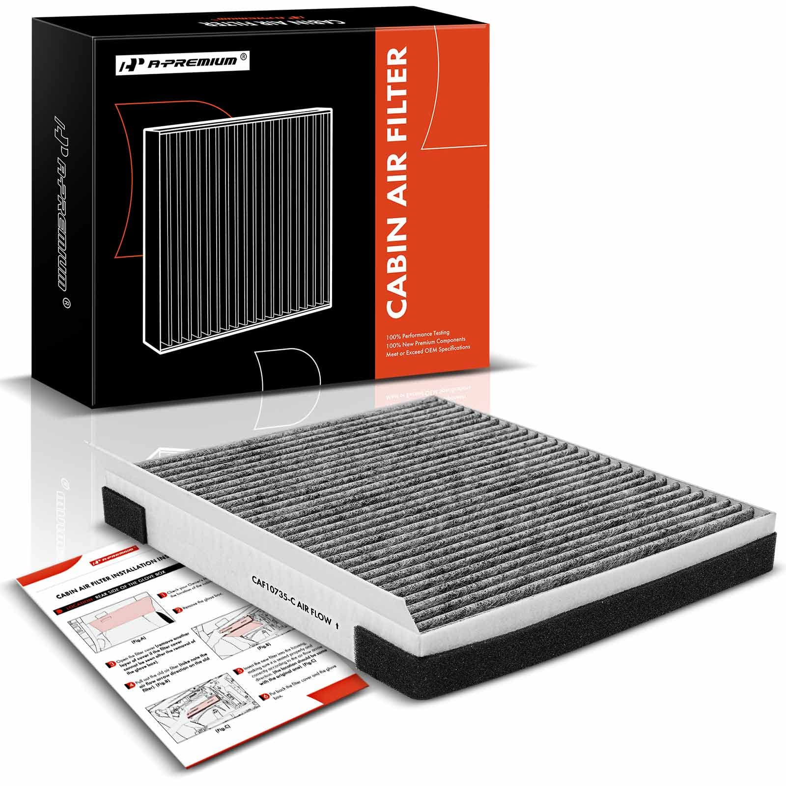 A-Premium Cabin Air Filter With Activated Carbon Compatible With Hyundai, Kia & Genesis Vehicles - Santa Fe, Genesis, Telluride, Stinger, G80, G70, Equus, G90, K900, Gv80 - Replace# 97133-3M000