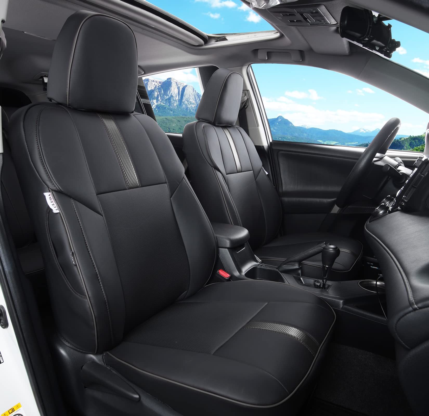 Luluda Custom Fit Vehicle Seat Cover, Black, For Toyota Rav4 2013-2018, Waterproof Faux Leather