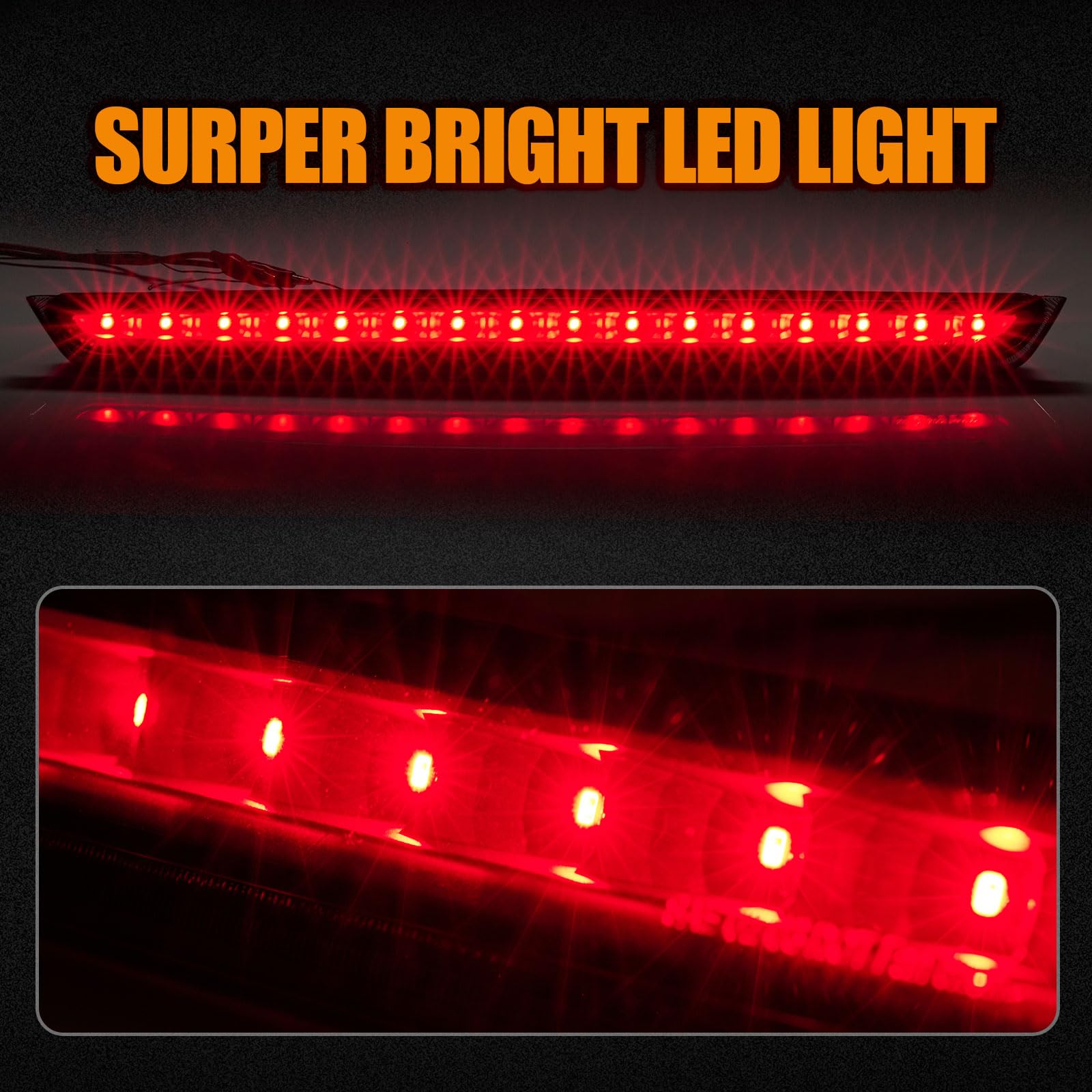 Cxdar Third 3Rd Brake Light Led For 2007-2014 Chevy Suburban 1500 2500, High Mount Rear Brake Lights Assembly For 07-14 Tahoe/Gm