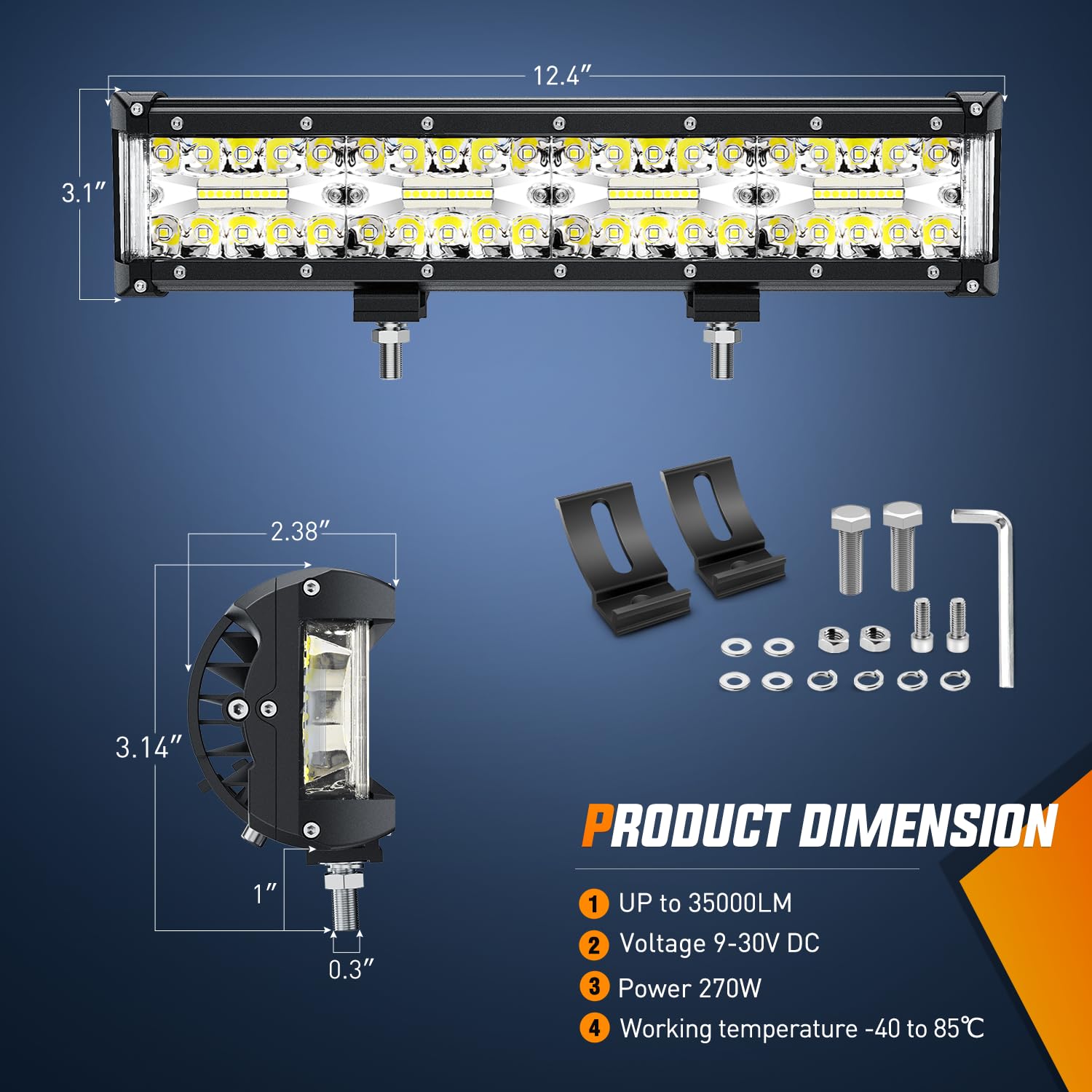 Nilight Side Shooter Led Light Bar 12 Inch Triple Row Spot Flood Combo Lights Led Work Light With Wiring Harness Kit For Off Roa