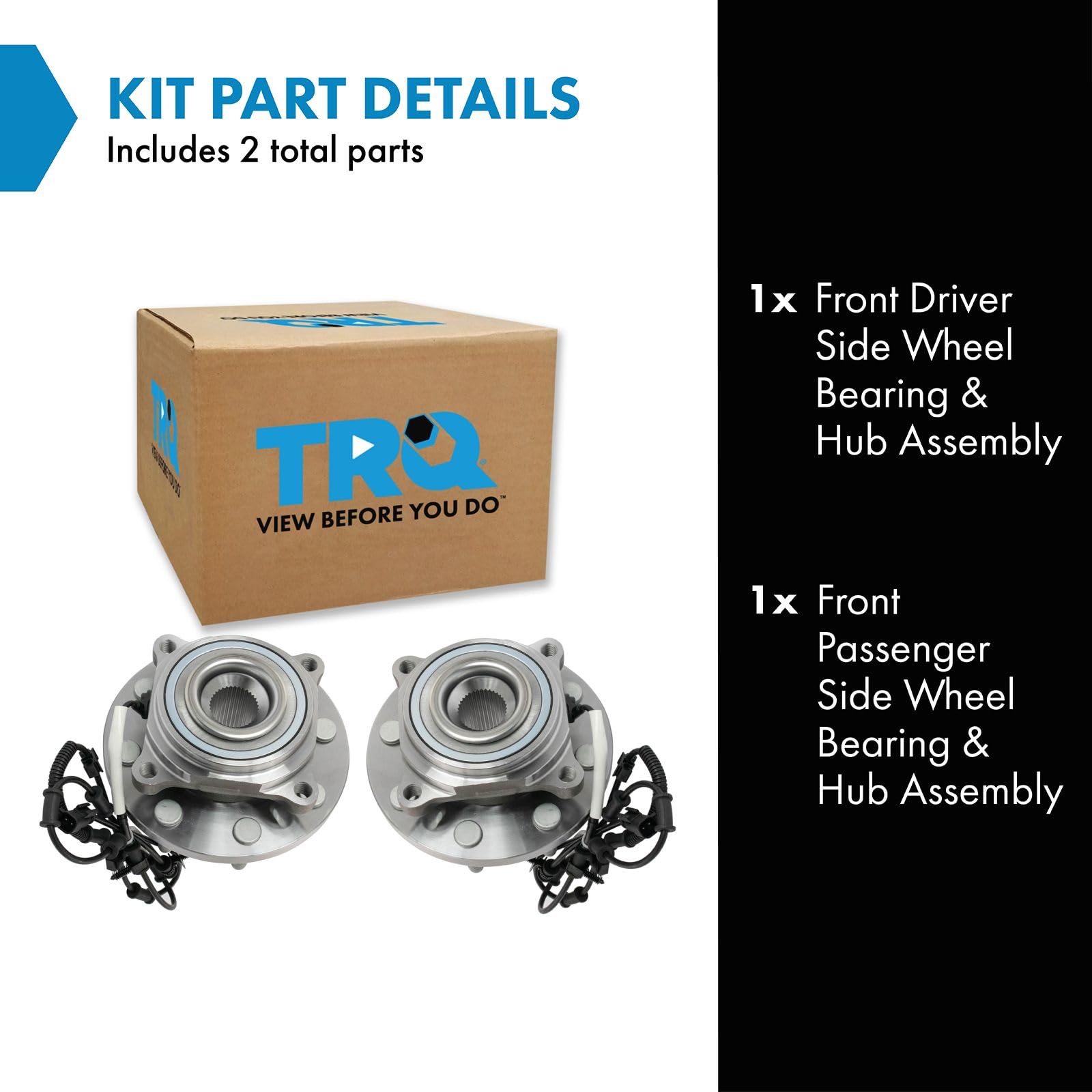 Trq Front Wheel Hub Bearings Assembly Set Compatible With 2014-2018 Ram 2500 2013-2018 3500