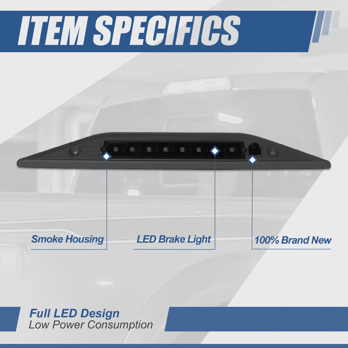 Auto Dynasty High Mount Smoked Housing Led 3Rd Tail Brake Light Stop Lamp Compatible With Ford Freestyle