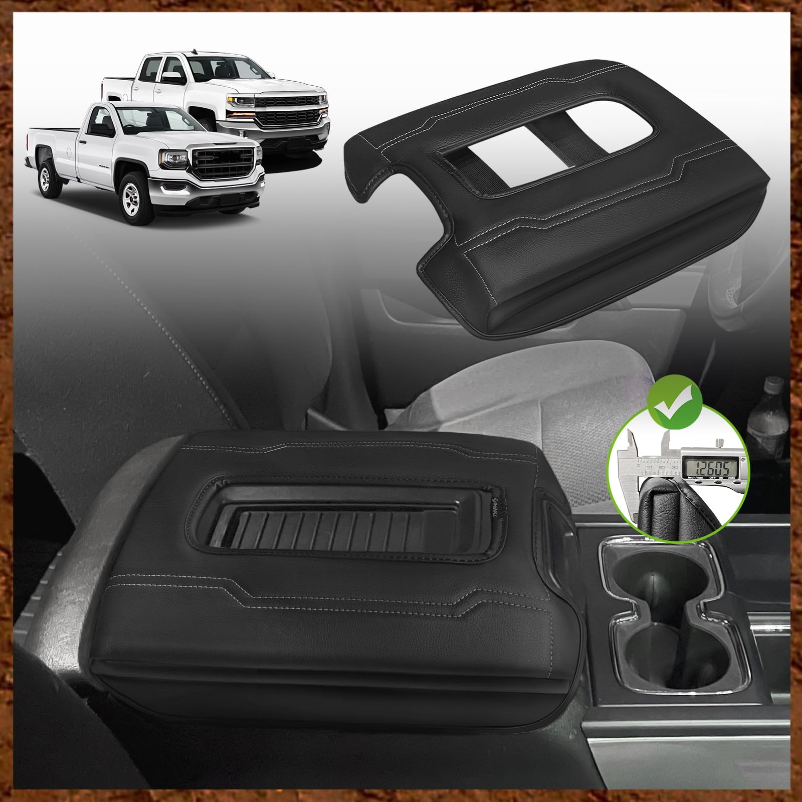 Muslogy Center Console Armrest Cover Compatible With Chevy Silverado & Gmc Sierra 1500 2500 3500 2014-2018 Armrest Pad Arm Rest