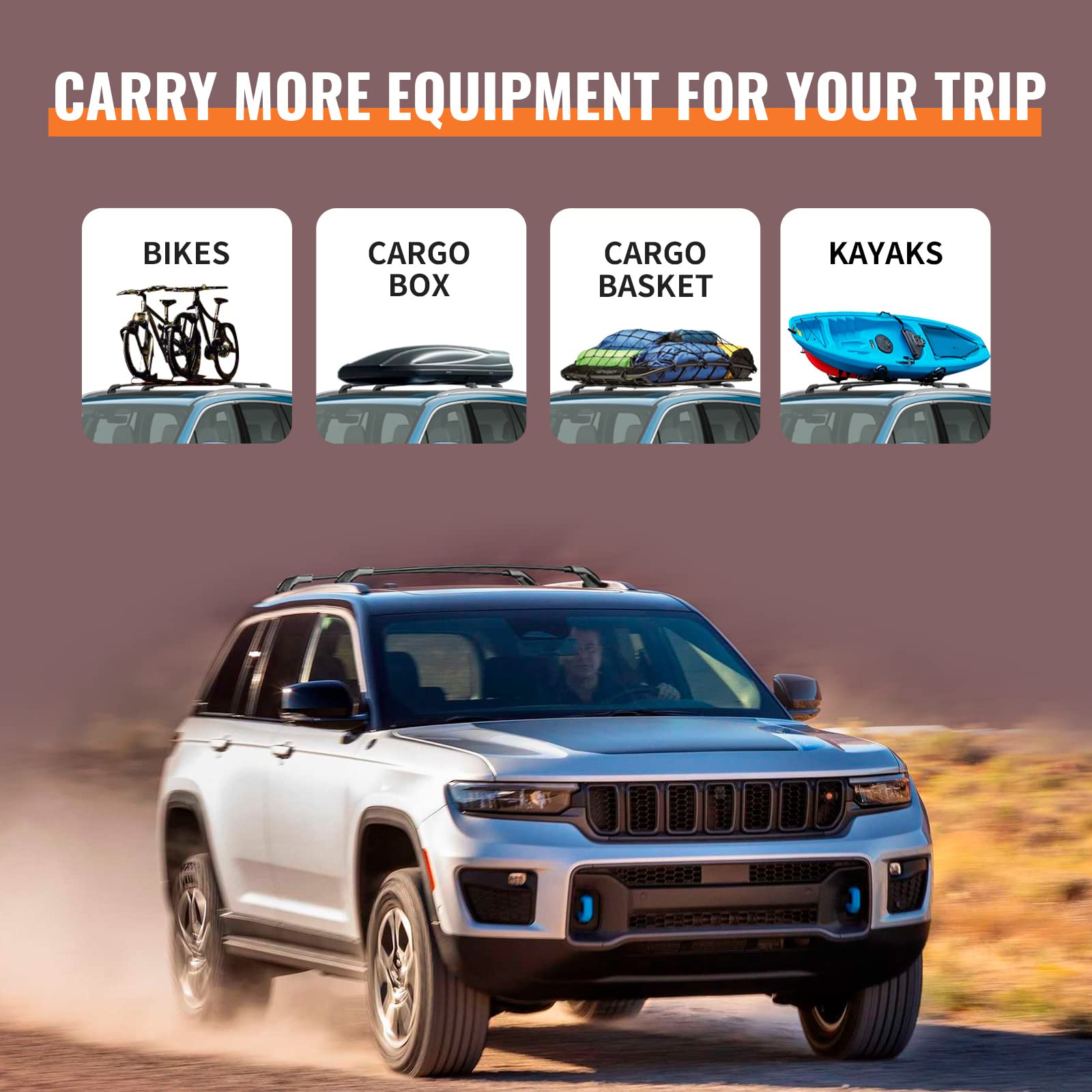 Wonderdriver Roof Rack Cross Bars, Heavy Duty 260lb Aluminum, Fits Jeep Grand Cherokee L 2021-2026, Compatible with Grand Cherokee WL