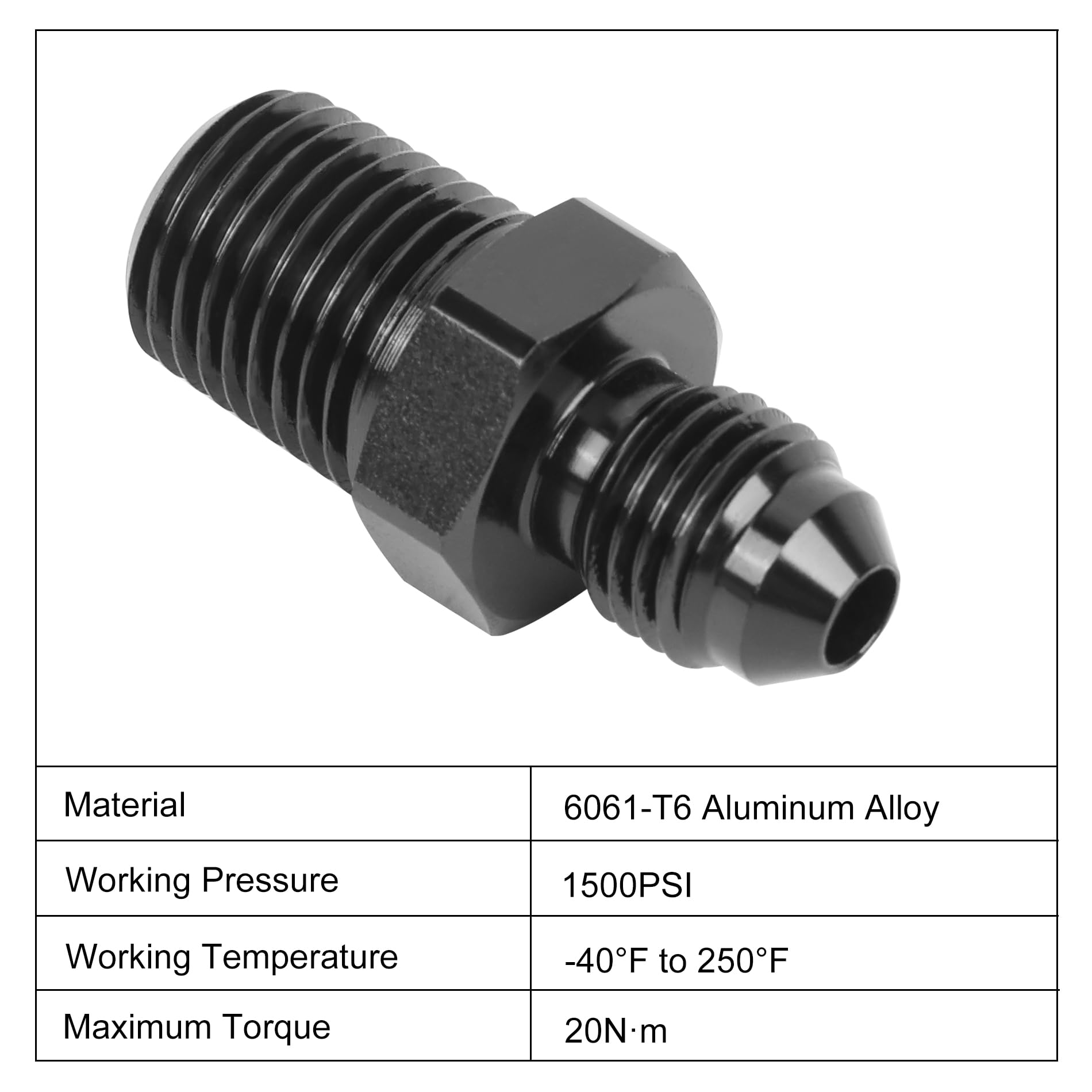 Evil Energy 4An Male Flare To 1/4'' Npt Pipe Fitting Adapter Straight Aluminum Black