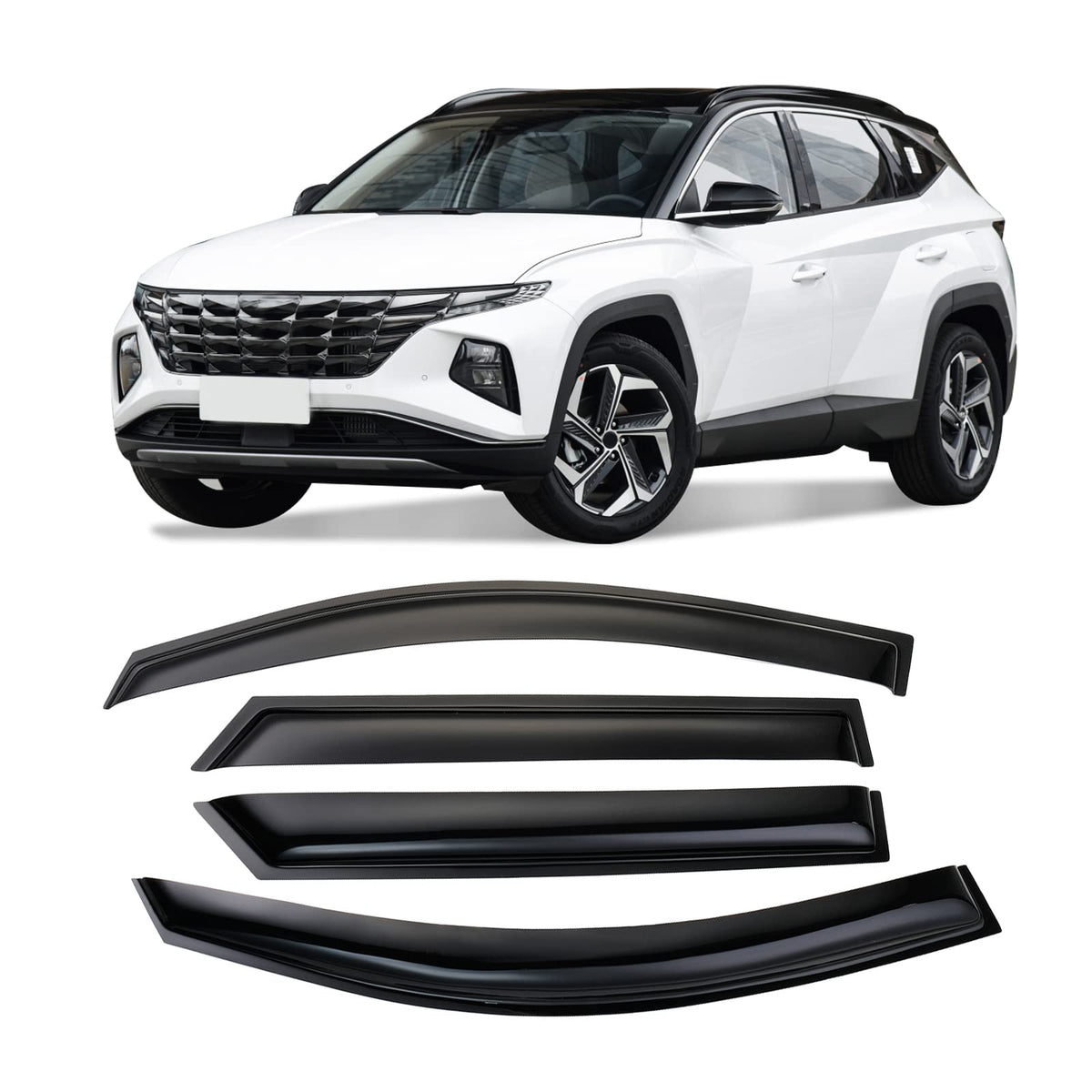 Arokzn Tape-On Side Window Visor Deflectors Rain Guards Designed for Hyundai Tucson 2016-2021 SE SEL Value Limited Sport Ultimat