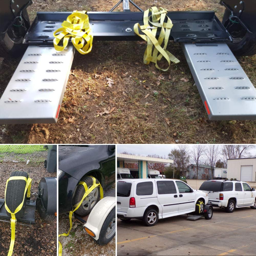 Autofonder 2Pc Tow Dolly Basket Straps With Flat Hook For 14''-17'' Tires -10,000 Lbs Breaking Strength Tire Bonnet&Tire Net -2