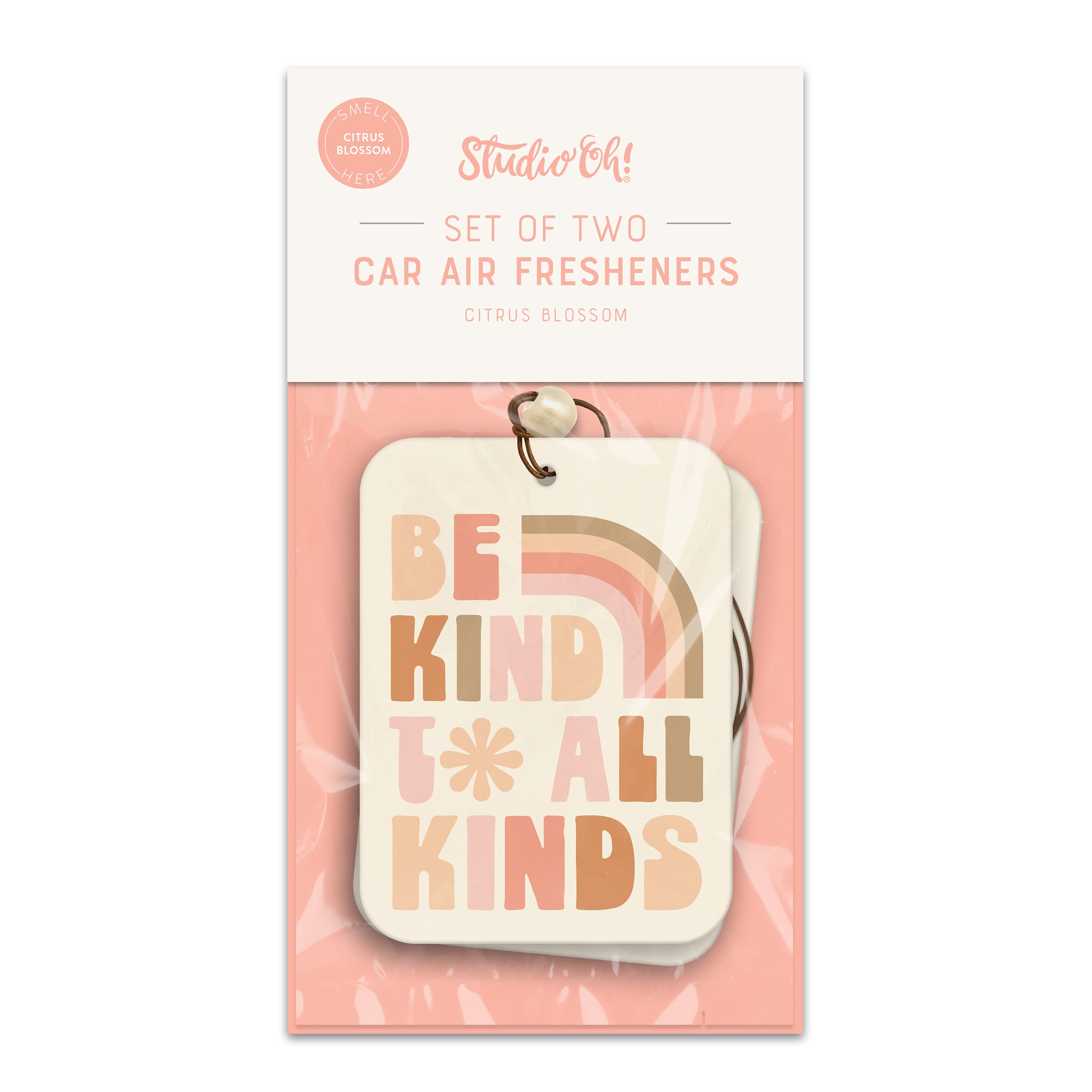 Studio Oh! Car Air Fresheners - Pack Of 2 Scented Hanging Car Odor Eliminator - Unique Design With Decorative Bead - Citrus Blis