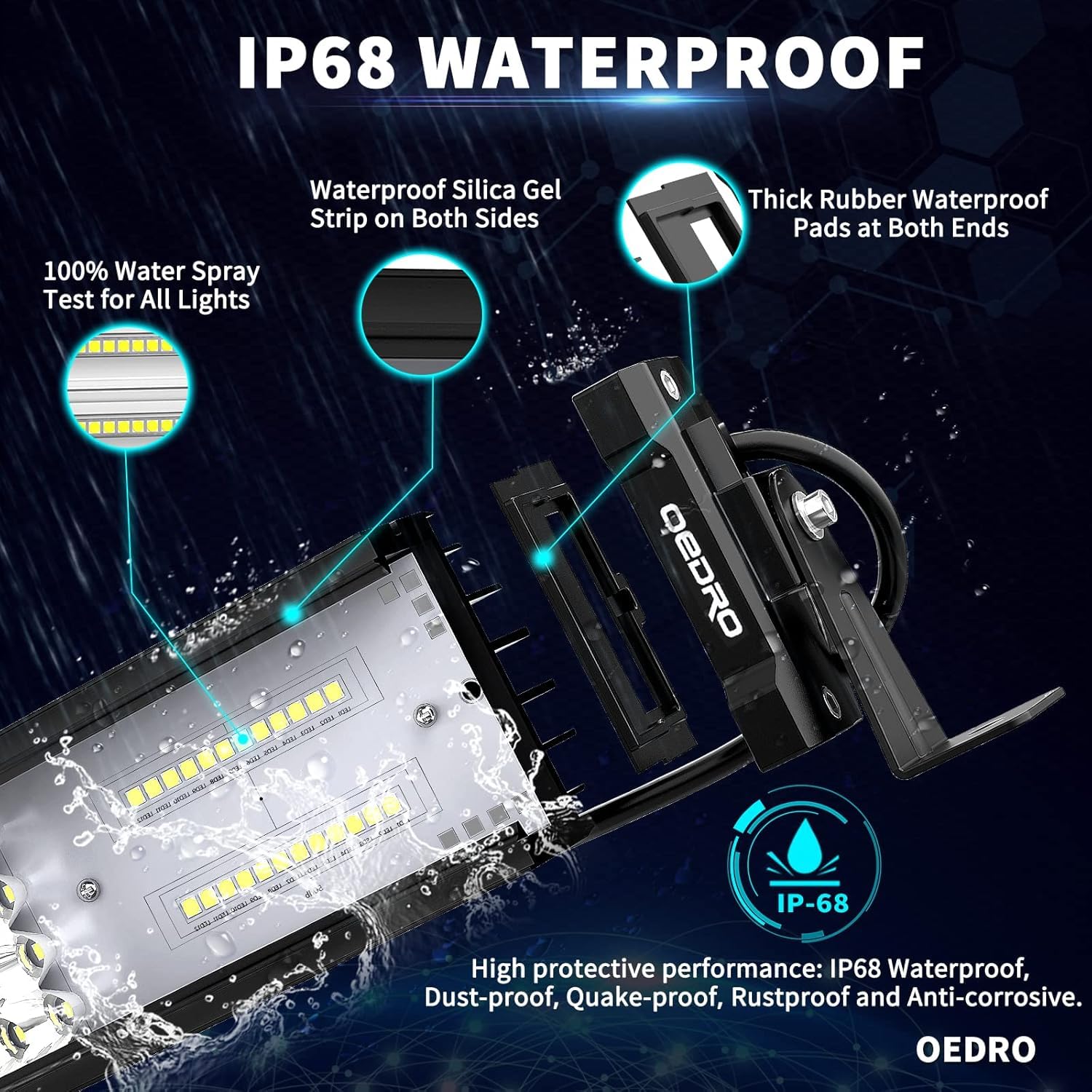 Oedro Led Light Bar 22 Inch 520W 36400Lm Quad-Rows Spot Flood Combo Led Lights Work Lights+Wiring Harness Ip68 Grade Off Road Li