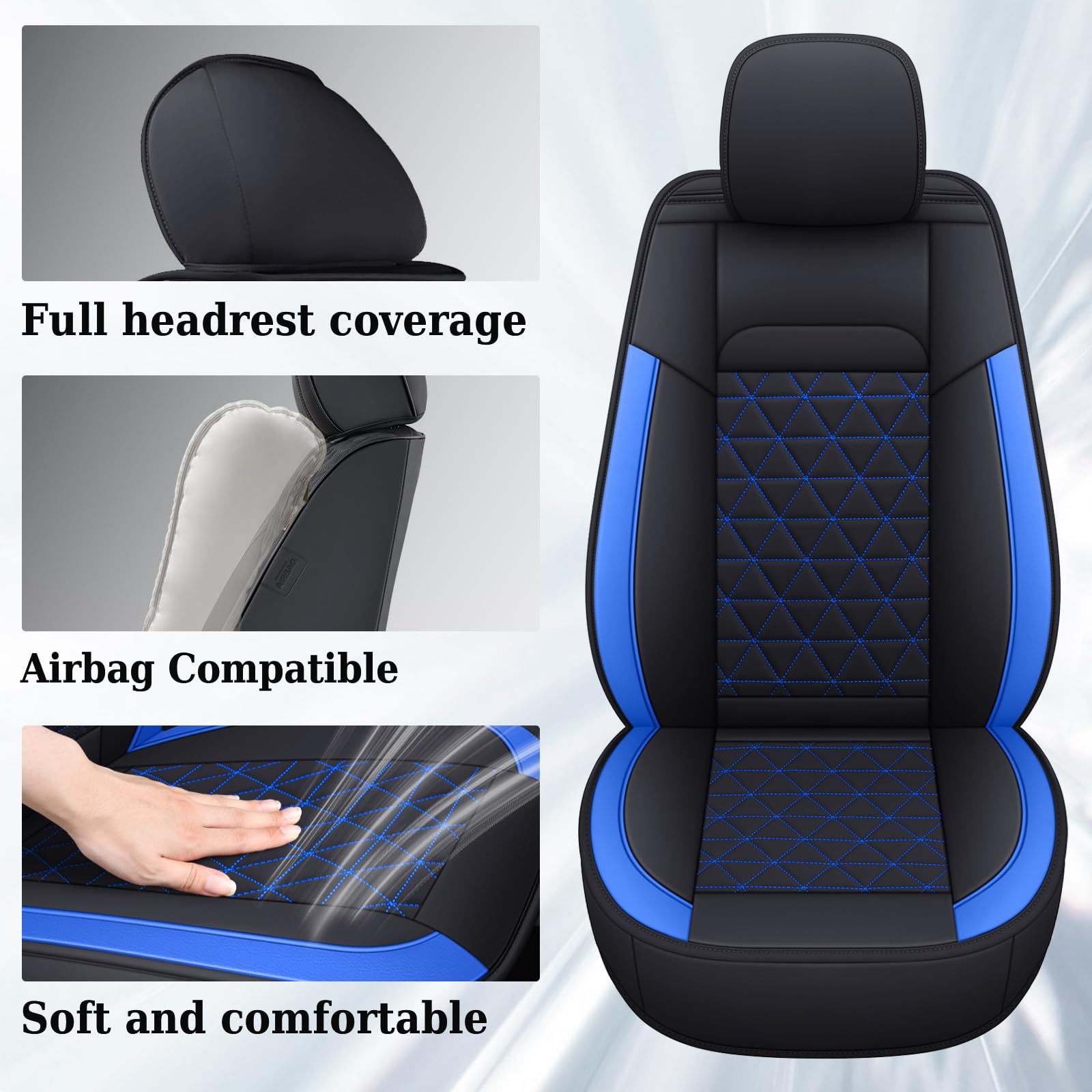 Coverado Car Seat Covers Full Set, Leather Ram 1500 Seat Covers Protectors Compatible With 2002-2025 Dodge Ram 1500 2500 3500 Cr