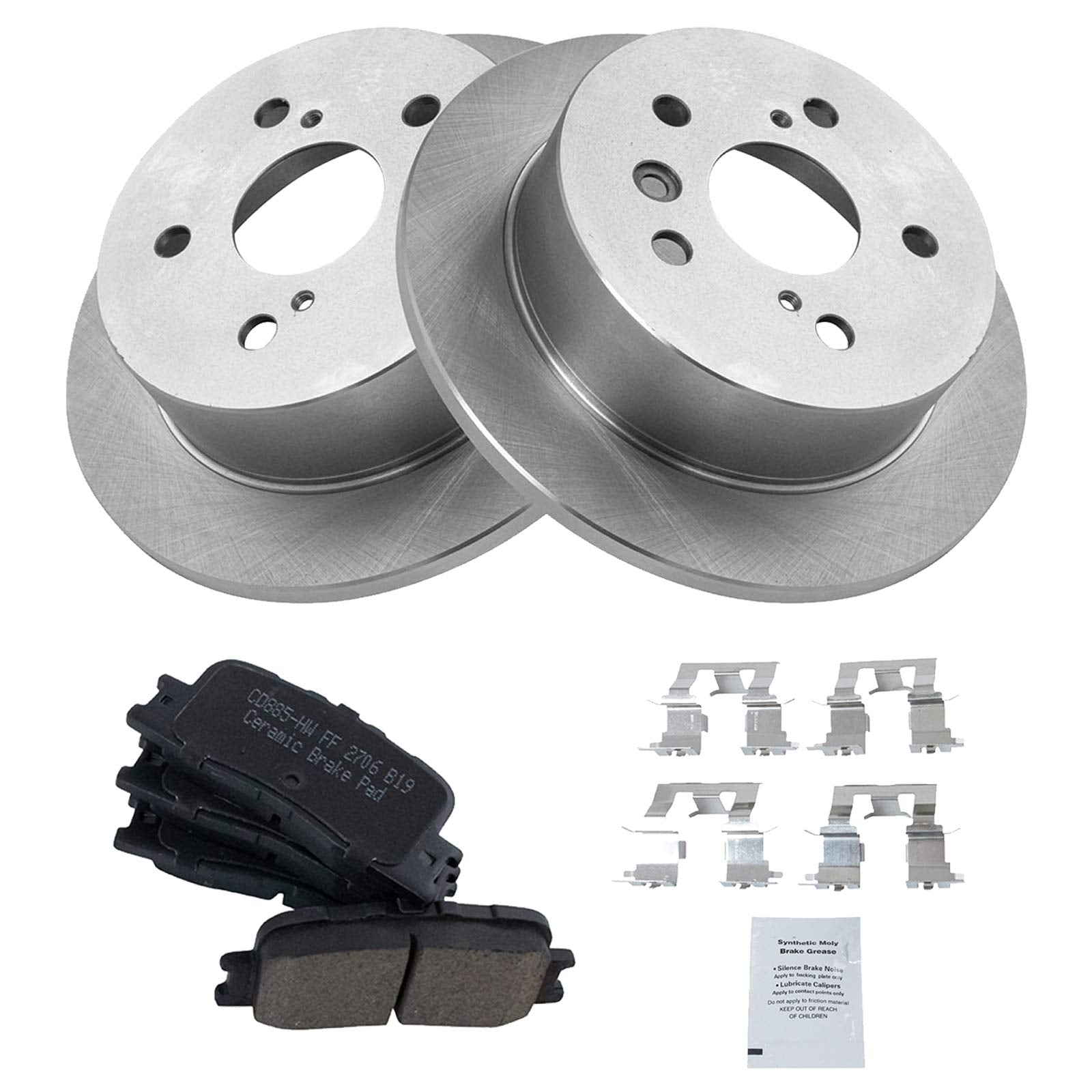 TRQ Rear Brake Pad & Rotor Kit Brake Pads Brake Rotor Ceramic Compatible with 2002-2003 Lexus ES300 2004-2006 ES330 2002-2006 To