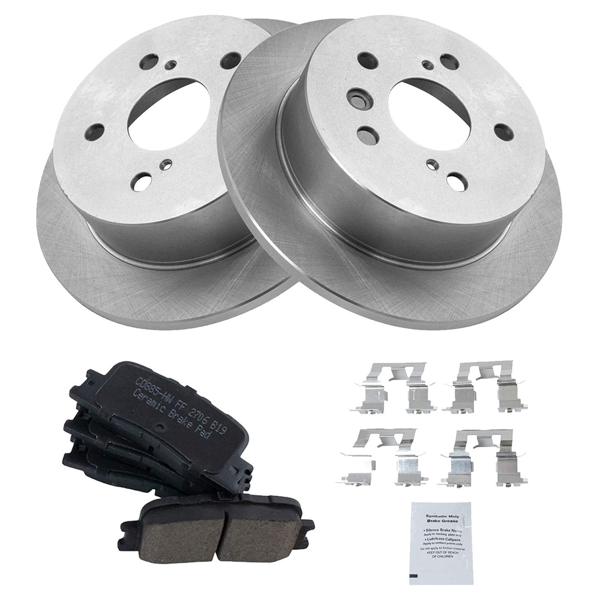 TRQ Rear Brake Pad & Rotor Kit Brake Pads Brake Rotor Ceramic Compatible with 2002-2003 Lexus ES300 2004-2006 ES330 2002-2006 To