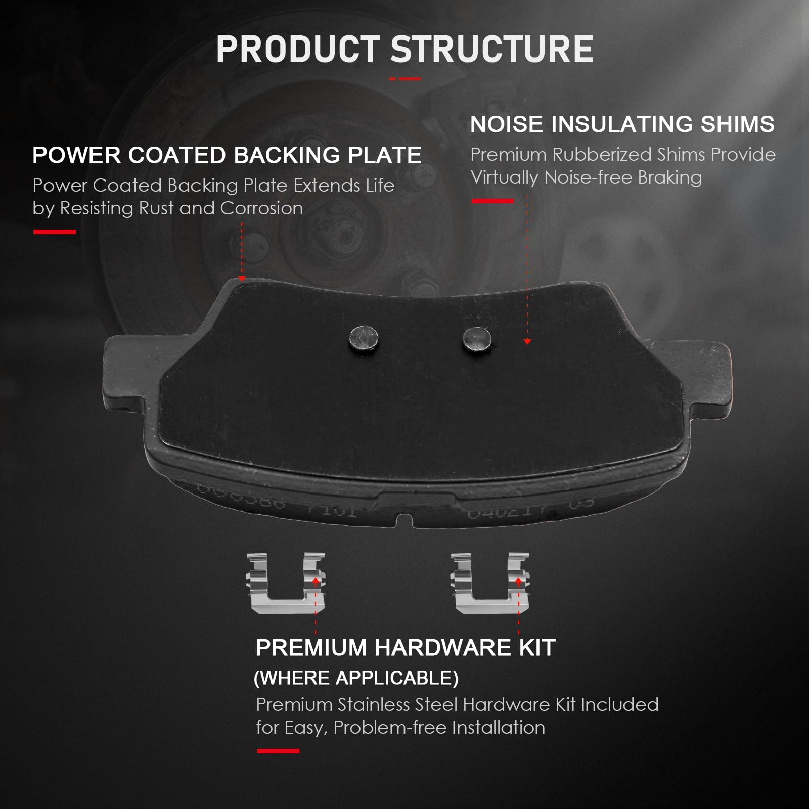 Cciyu D1445 Ceramic Rear Brake Pad Set Fit For 2012-2017 For Hyundai Azera,2009-2015 For Hyundai Sonata,2011-2016 For Kia Optima