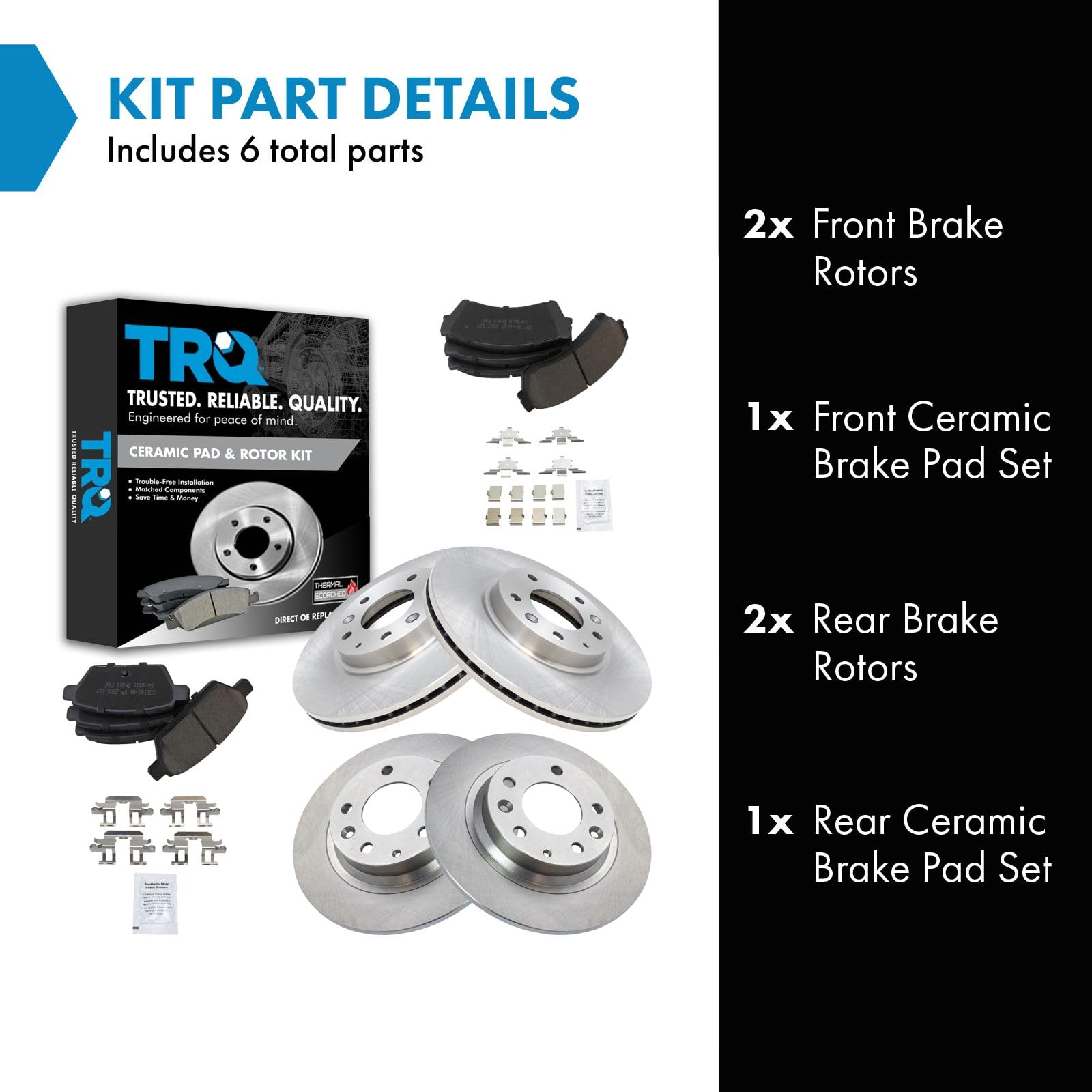 Trq Front And Rear Brake Pad & Rotor Kit Brake Pads Brake Rotor Ceramic Compatible With 2006-2012 Ford Fusion 2007-2012 Lincoln