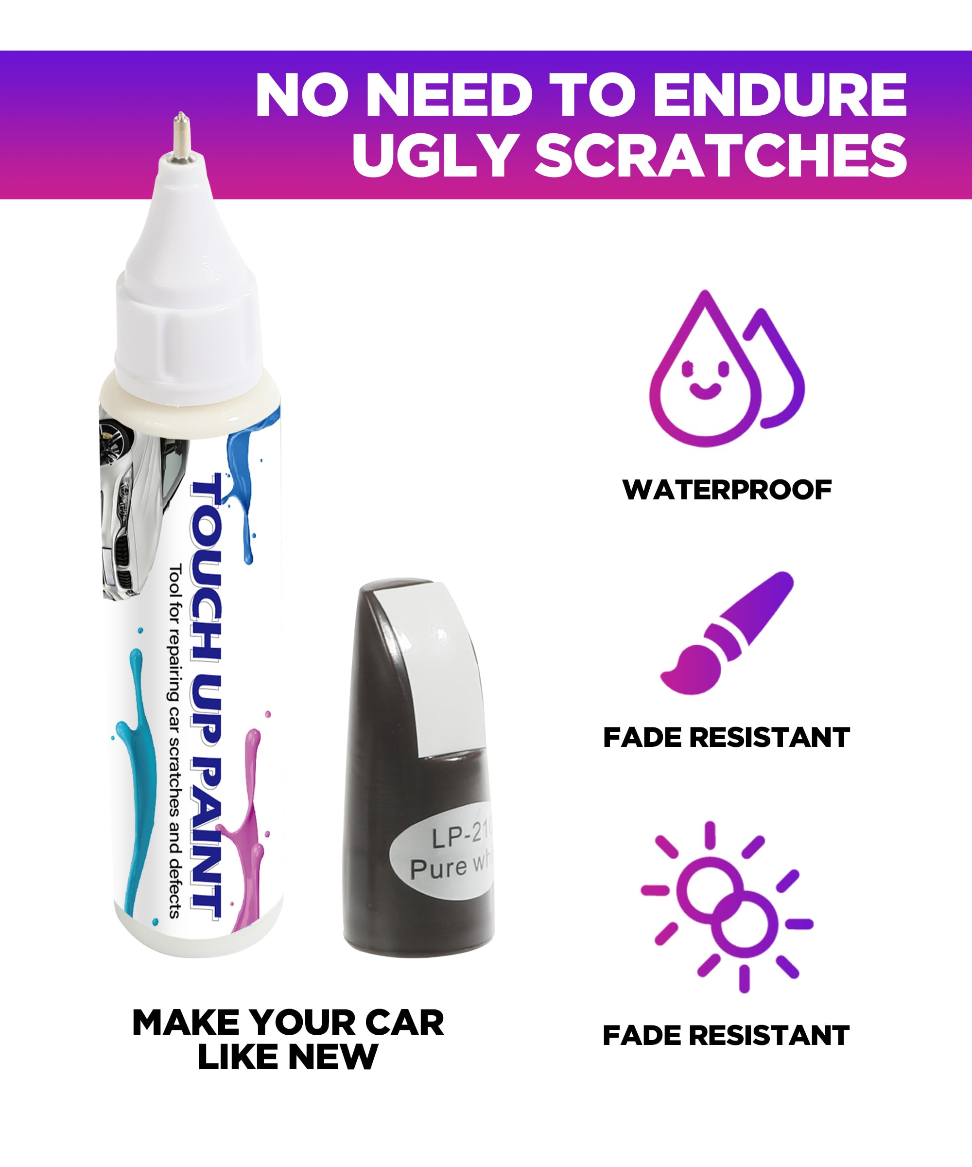 Yakefly Car Touch Up Fill Paint Pen,2-In-1 Automotive Touch Up Paint,Easy & Quick Auto Car Paint Scratch Repair,Special-Purpose