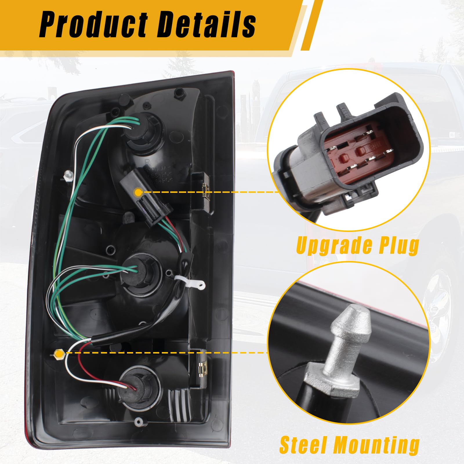 Boine Tail Light Compatible With 2002 2003 2004 2005 2006 Dodge Ram 1500 2500 3500 Rear Light Brake Lamps - Bulb And Harness Inc