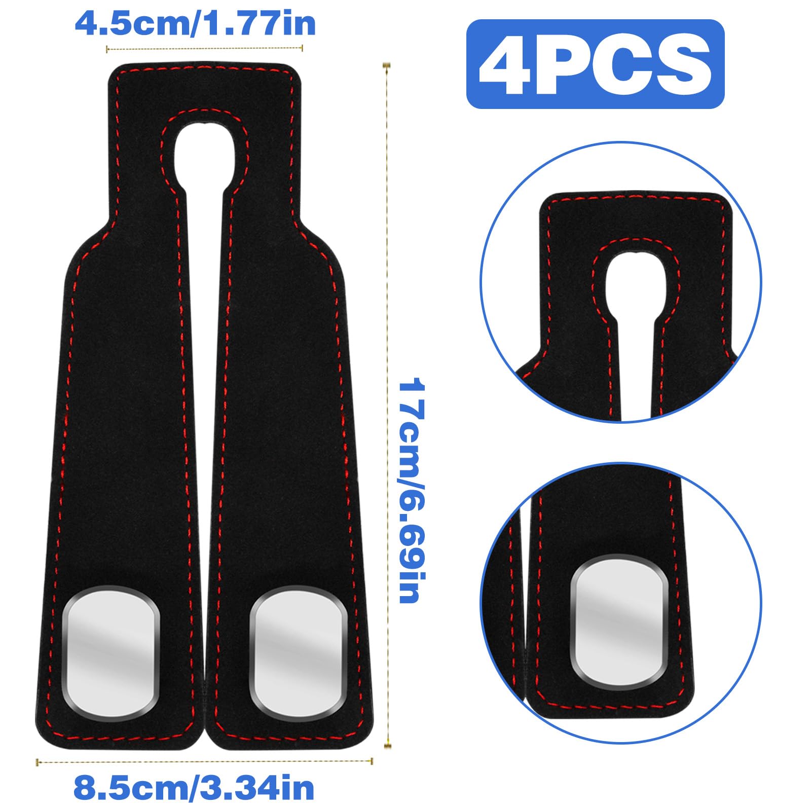 Canipha 4Pcs Car Seat Hooks For Headrest, Double Hook Purse Hook For Car Applies To Purse Hanger For Car Headrest Hook Car Purse