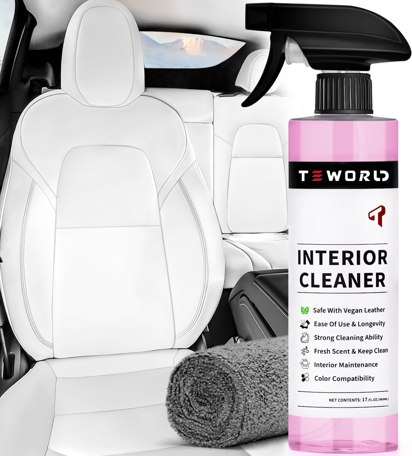 Tesla Seat Cleaner Remover Stain Biodegradable, Safe on White & Black Vegan Leather, Tesla Interior Cleaning Products for Seats,