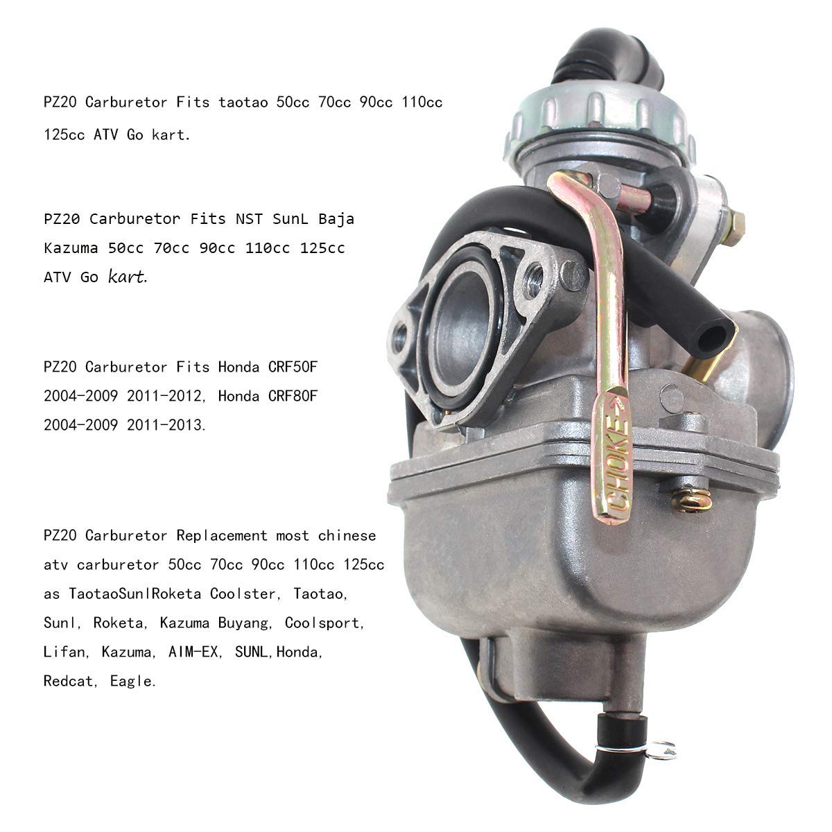 Pz20 Carburetor For Taotao Baja 50Cc 70Cc 90Cc 110Cc 125Cc Chinese Quad 4 Stroke Atv 4 Wheeler Go Kart Dirt Bike