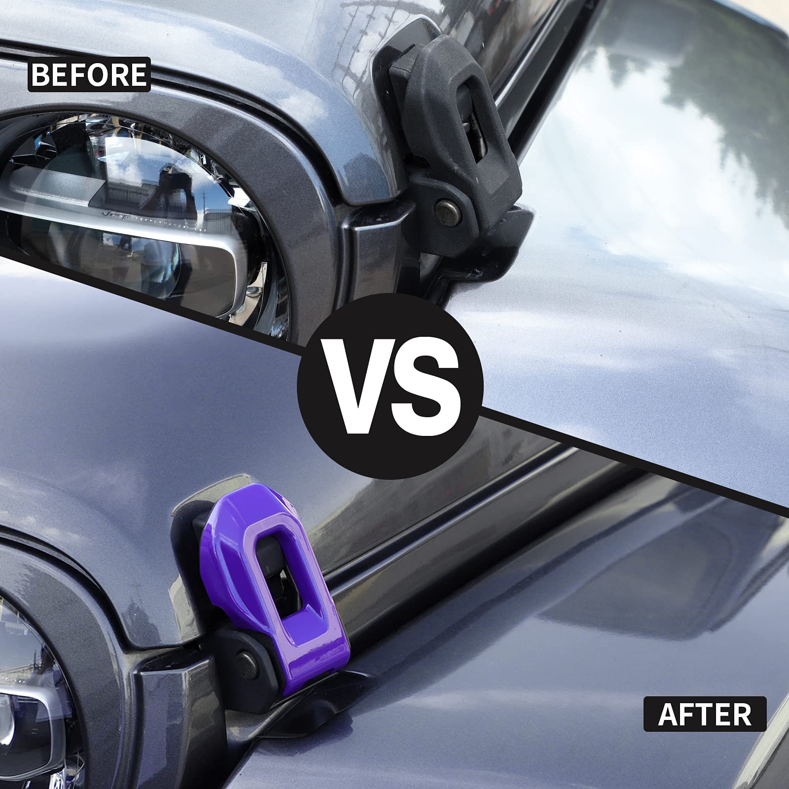 Voodonala for Jeep JL ABS Hood Latches Engine Buckle Bonnet Fastener Engine Cover Decor Trim Protction Cover for 2018-2025+ Jeep