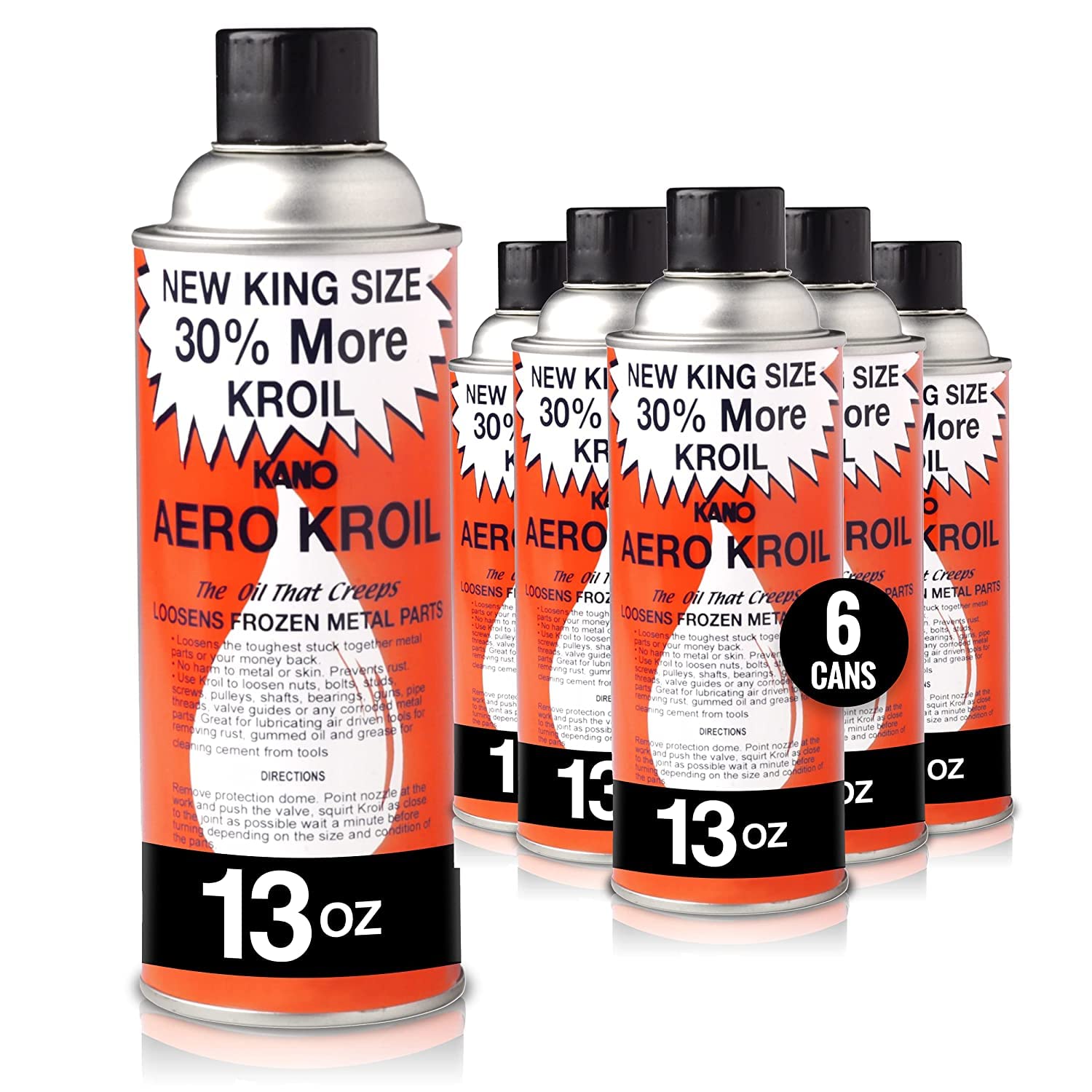 Kroil Original Penetrating Oil (Aerosol Spray-13Oz Can-Case Of 6) | Penetrant For Rusted Bolts, Metal, Hinges, Chains, Moving Pa
