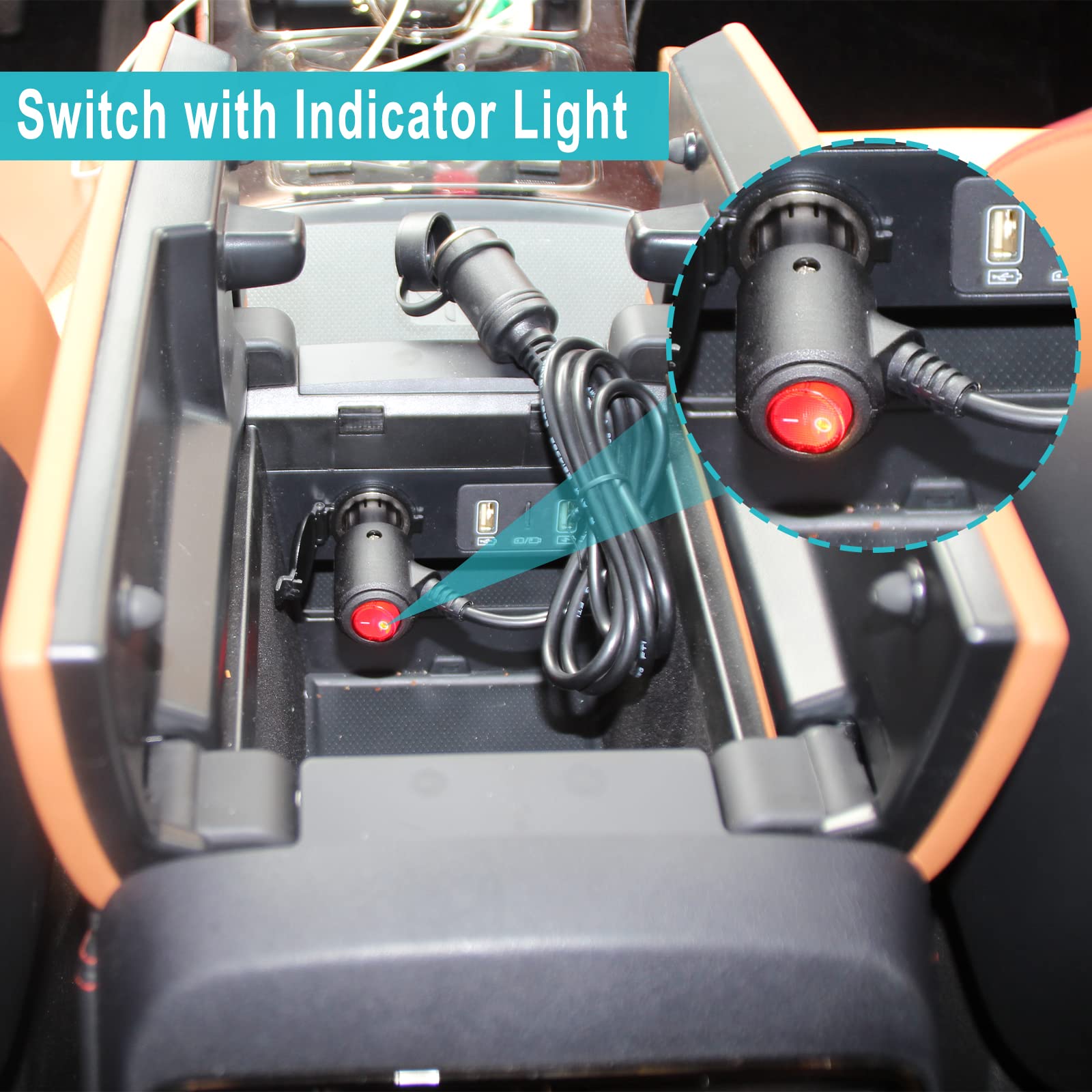 5Ft Cigarette Lighter Extension Cord With On Off Switch - Car Cigarette Lighter Male Plug To Female Socket 18Awg Heavy Duty Extension Cable With Switch Built-In 15A Fuse For Air Compressor Pump