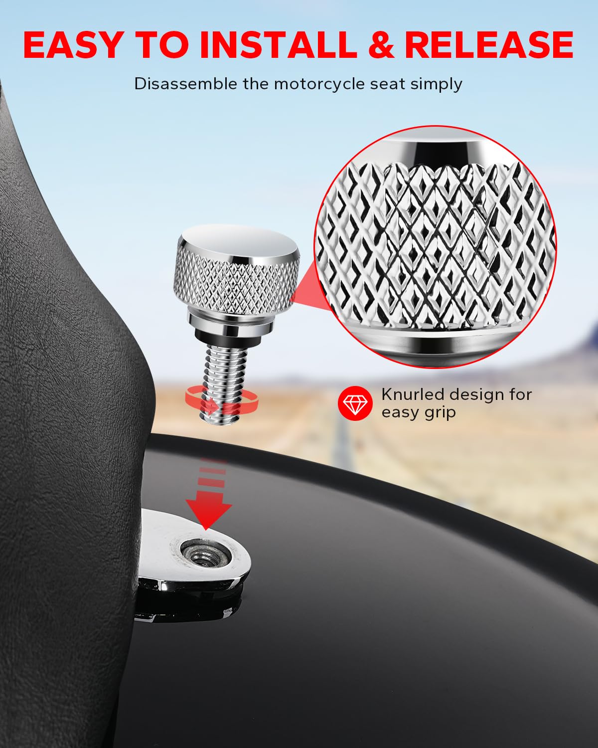 Amazicha Chrome Rear Fender Seat Bolt Stainless Steel Seat Screw Quick Mount Compatible for Harley Davidson Sportster Touring So