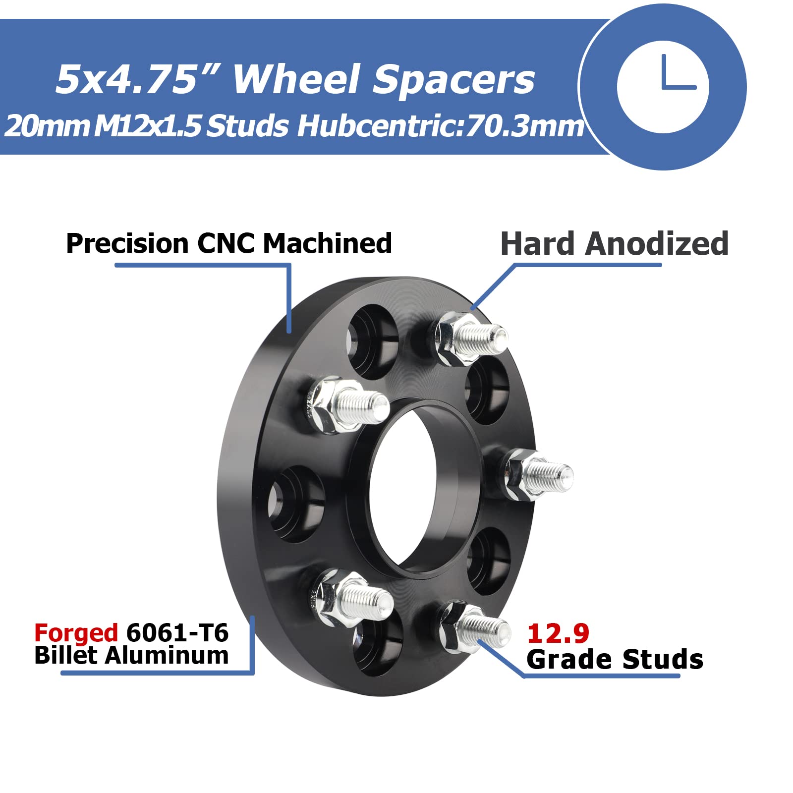 5X4.75 Wheel Spacers For Blazer Camaro Corvette S10, Xlr Eldorado, 20Mm 5X120.65 Wheel Spacers 70.3Mm Hubcentric With 12X1.5 Studs
