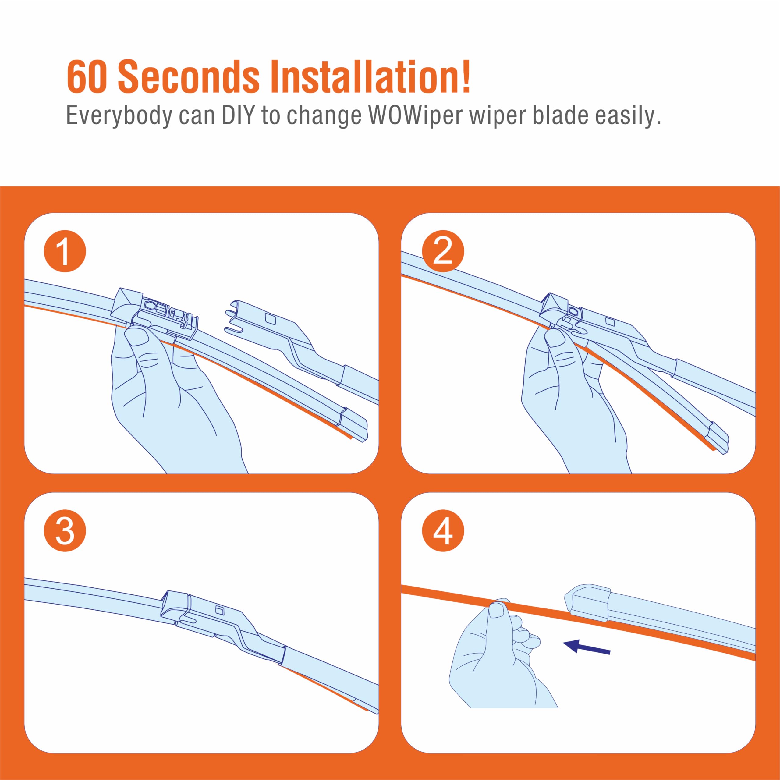 Wowiper Silicone Windshield Wiper Blades With Rear Wiper Blade For Mazda Cx9 Cx-9 2016-2023, All-Season Automotive Replacement W