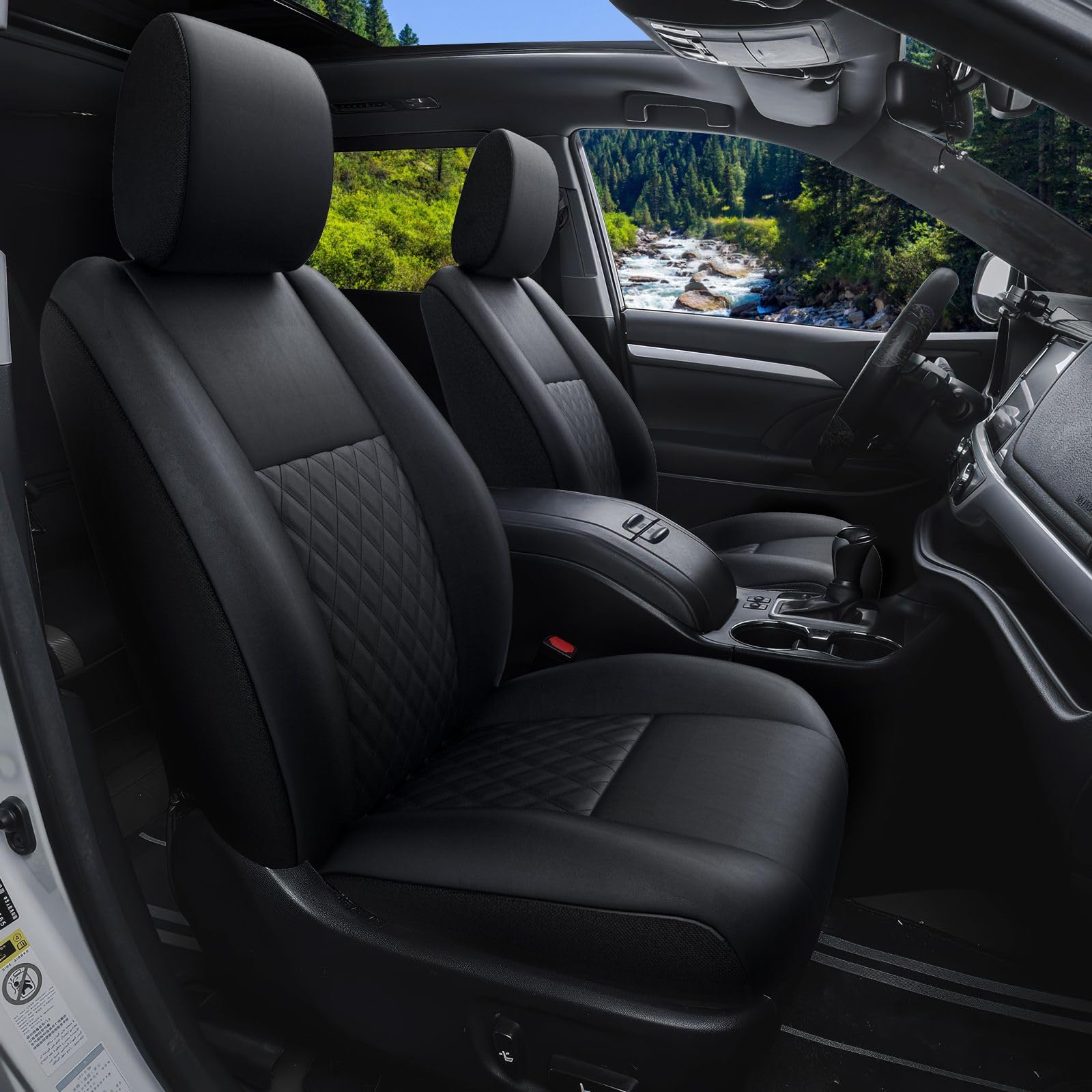 GIANT PANDA Customized Full Set Car Seat Covers Fit for Toyota Highlander 2015 2016 2017 2018 2019 LE,XLE,Limited,Hybrid Second 