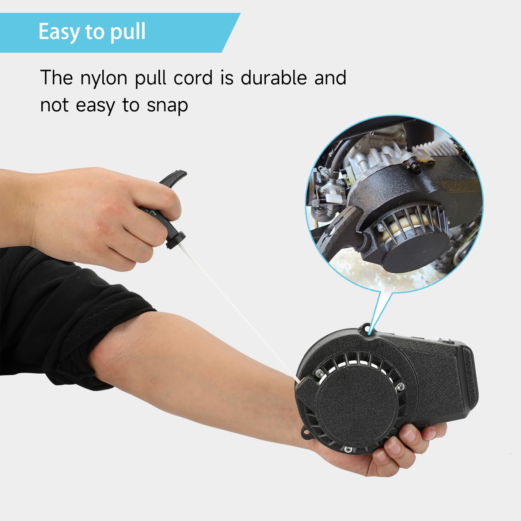 FVRITO Pull Start Assembly for 50cc Dirt Bike, Aluminum Recoil Starter, Black, Compatible with SYX Moto, SSR, X-pro, Apollo, Coolster