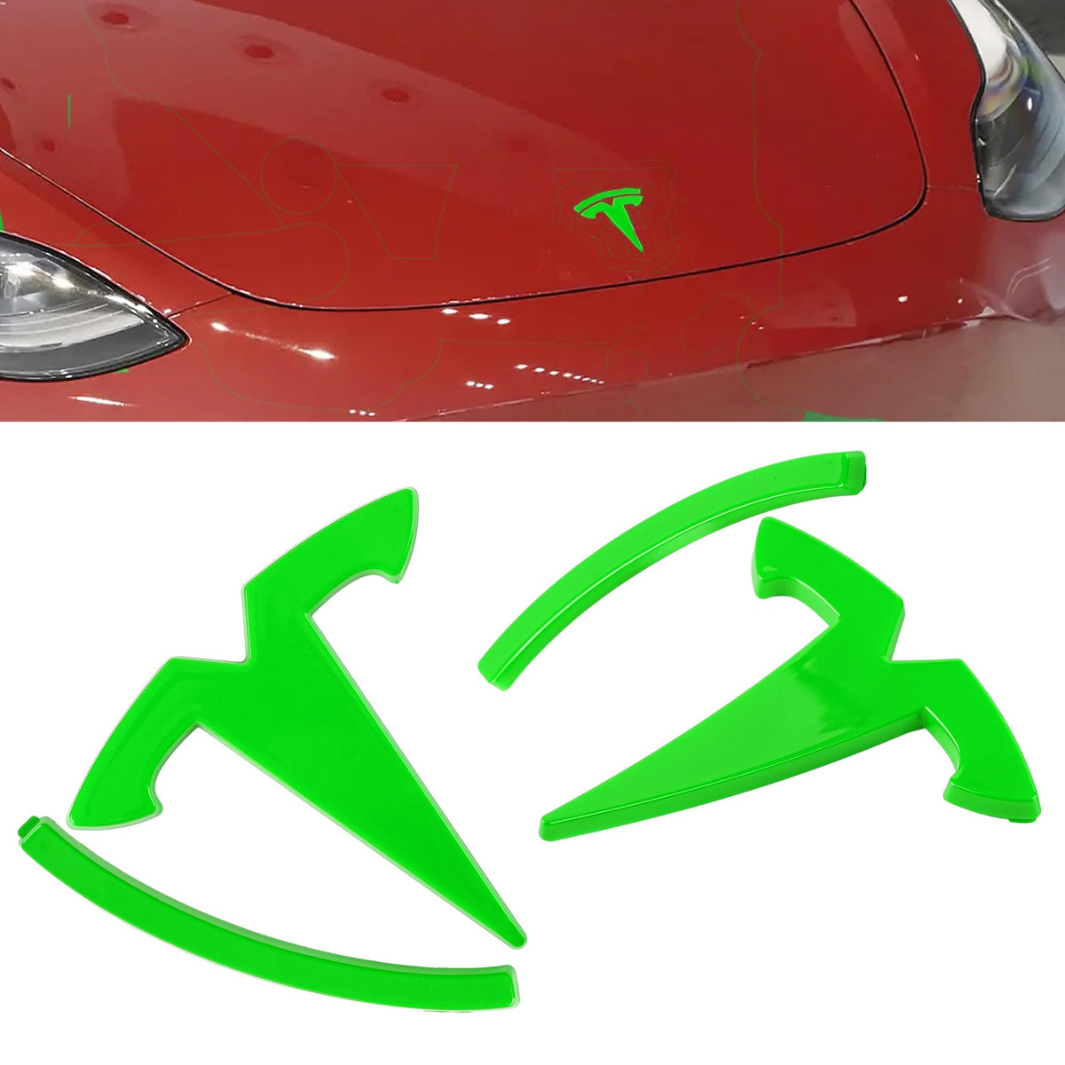 Tinlucys Front/Rear Trunk Emblem Cover Designed for Model Y 2020-2025,Badge Logo Protection Caps for Model Y Green