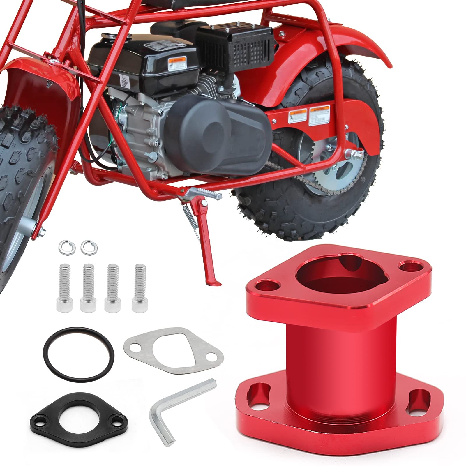 Cadufuelly Racing Intake Pipe Inlet Manifold Vm22 Replacement For Predator 212Cc Coleman For Honda Ct200U Gx160 Gx200 6.5Hp Ohv Chinese 196Cc Clone Engines Mini Bike Go Kart, Red