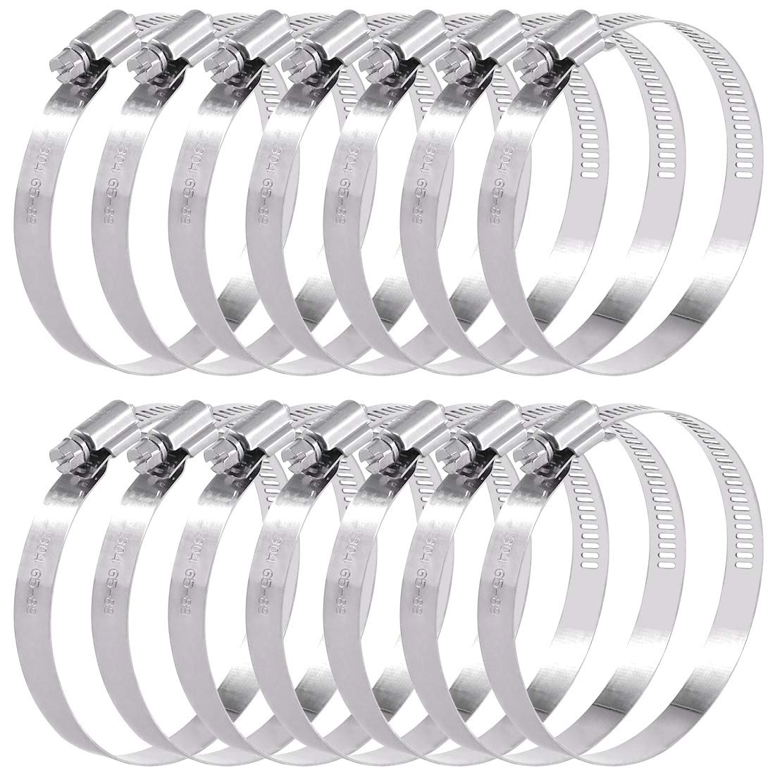 Swpeet 15Pcs 2.5-3.5inch (65-89mm) Hose Clamp 304 Stainless Steel Adjustable Range Worm Gear Hose Clamp Fuel Line Clamp Perfect 