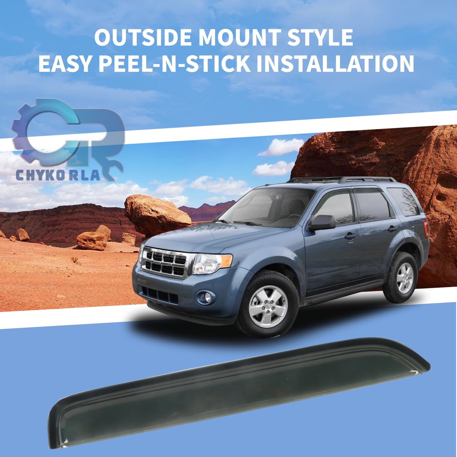 Window Visor Rain Guard Compatible With 2001-2012 Ford Escape, Fit For 2008-2011 Mazda Trubute, Fit For 2005-2011 Mercury Marine