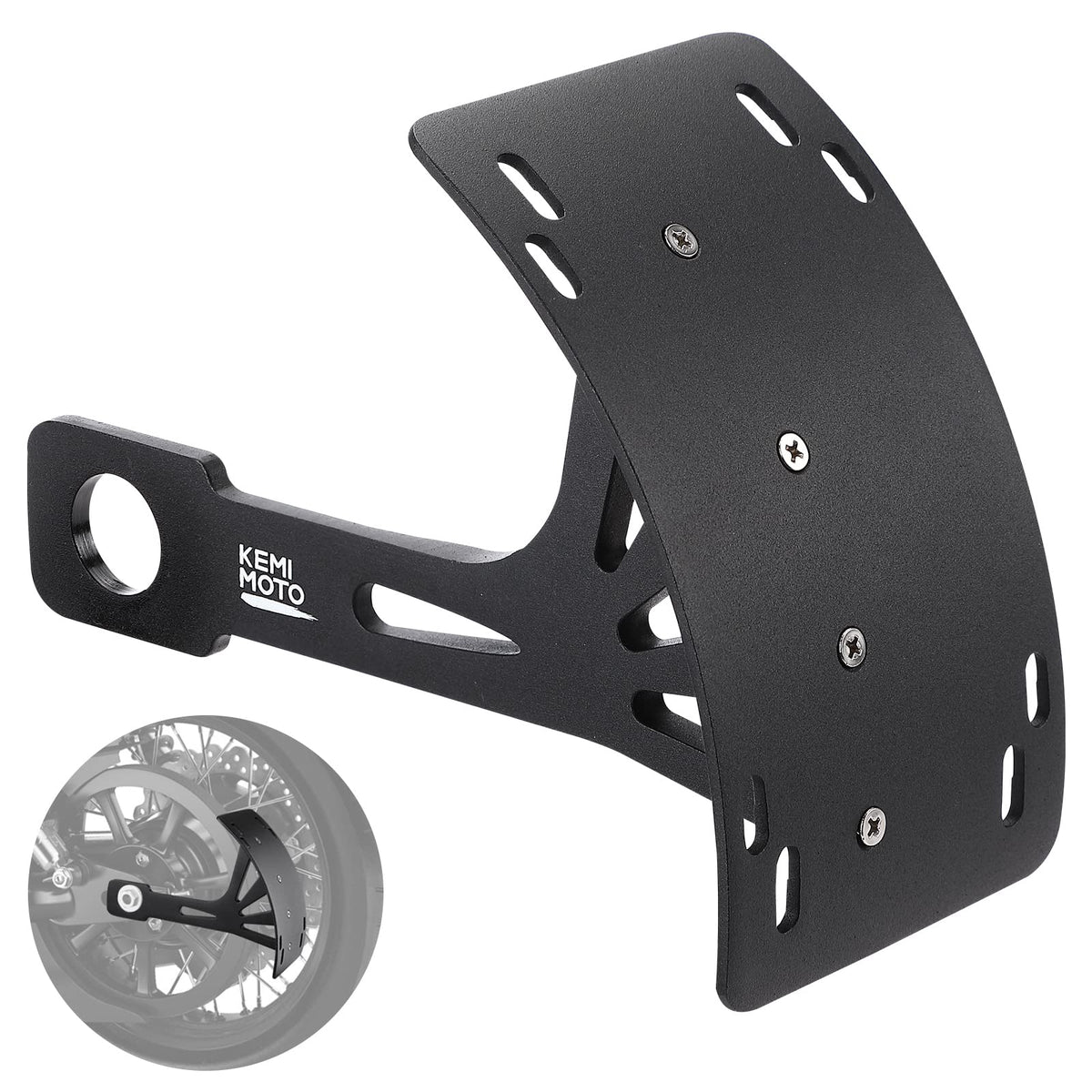 Kemimoto Motorcycle License Plate Bracket Universal Black Curved Motorcycle License Plate Holder Side Motorcycle License Plate M