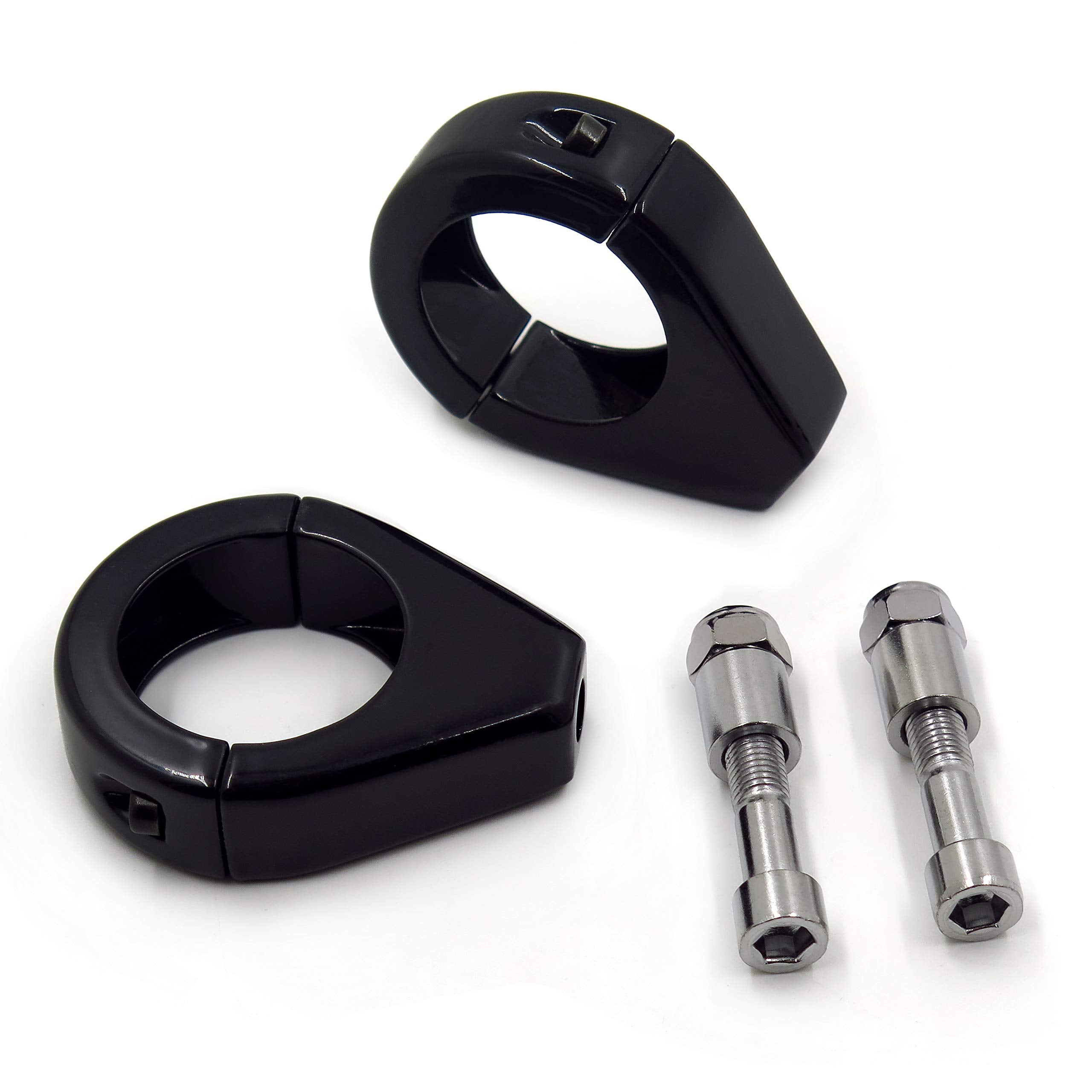 Httmt Mt299-001-Bk Turn Signal Indicator Relocation Fork Clamp Kit Compatible With Harley Softail Mount Bracket 41Mm Fork Black