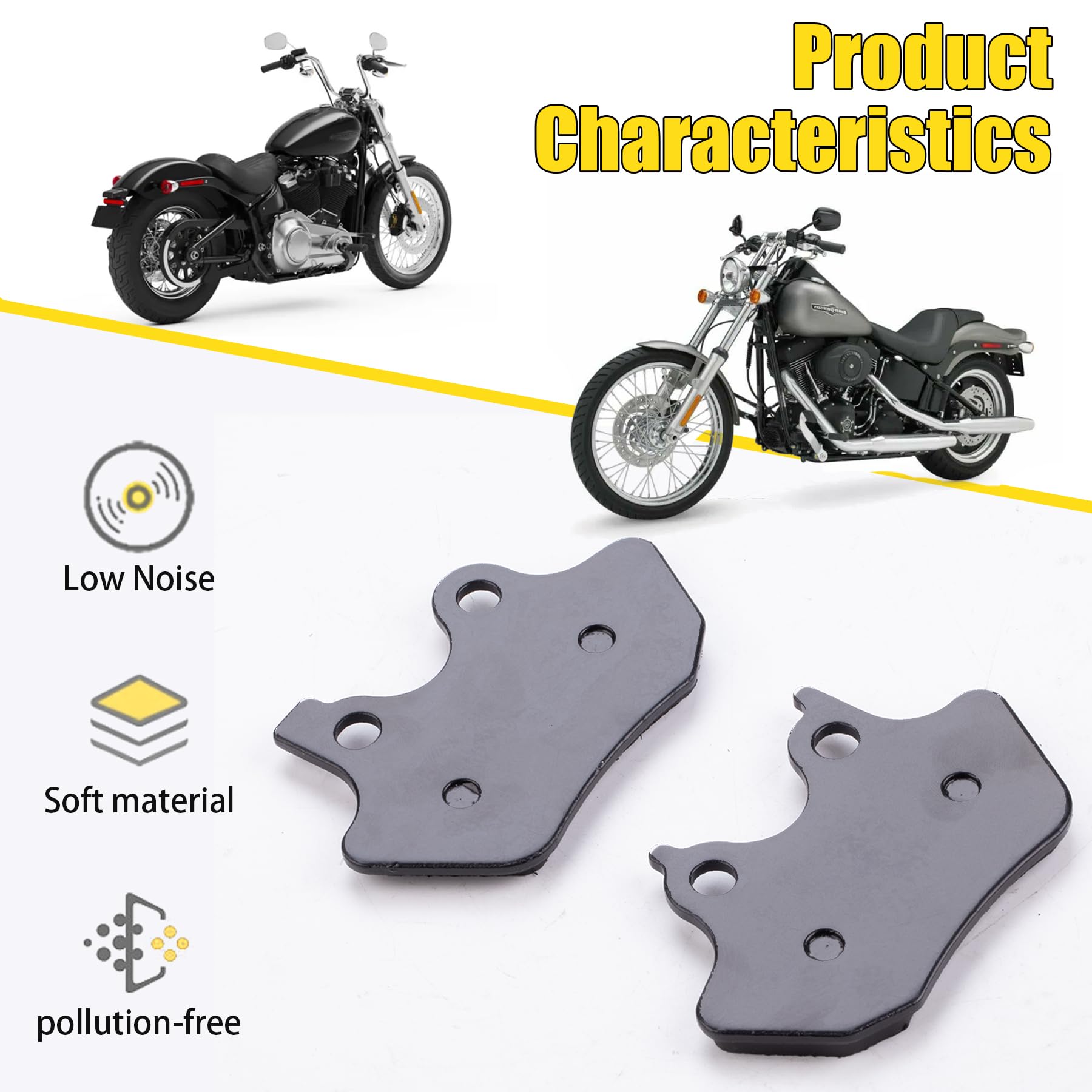 Mwmnun Front And Rear Brake Pads For Harley Davidson Softail, Fat Boy, Heritage Classic,Flhrci Road King Classic,Touring Flht, R